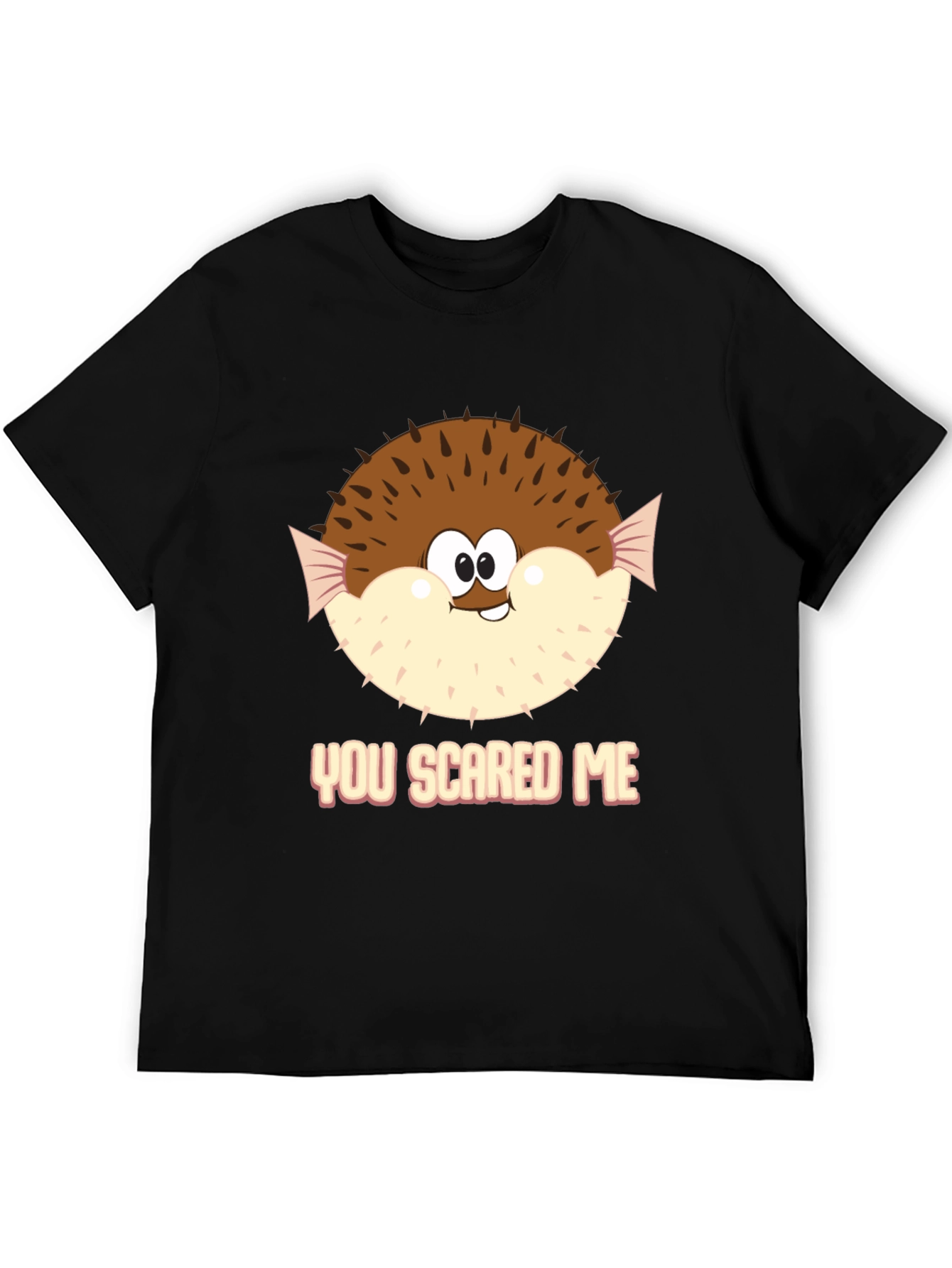 Funny Puffer Fish You Scared Me Black T-Shirt