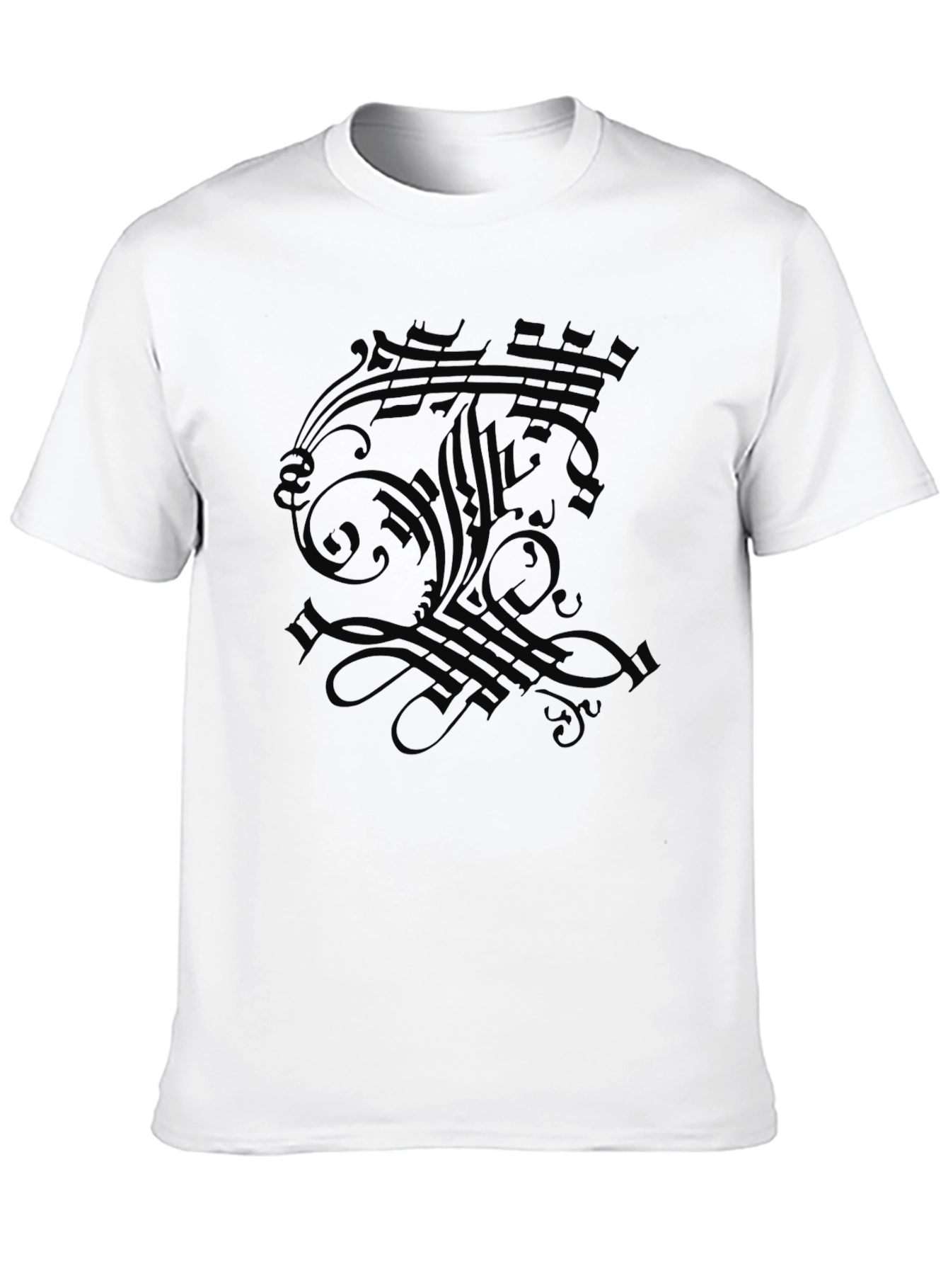 Gothic Script Floral Graphic Black T-Shirt
