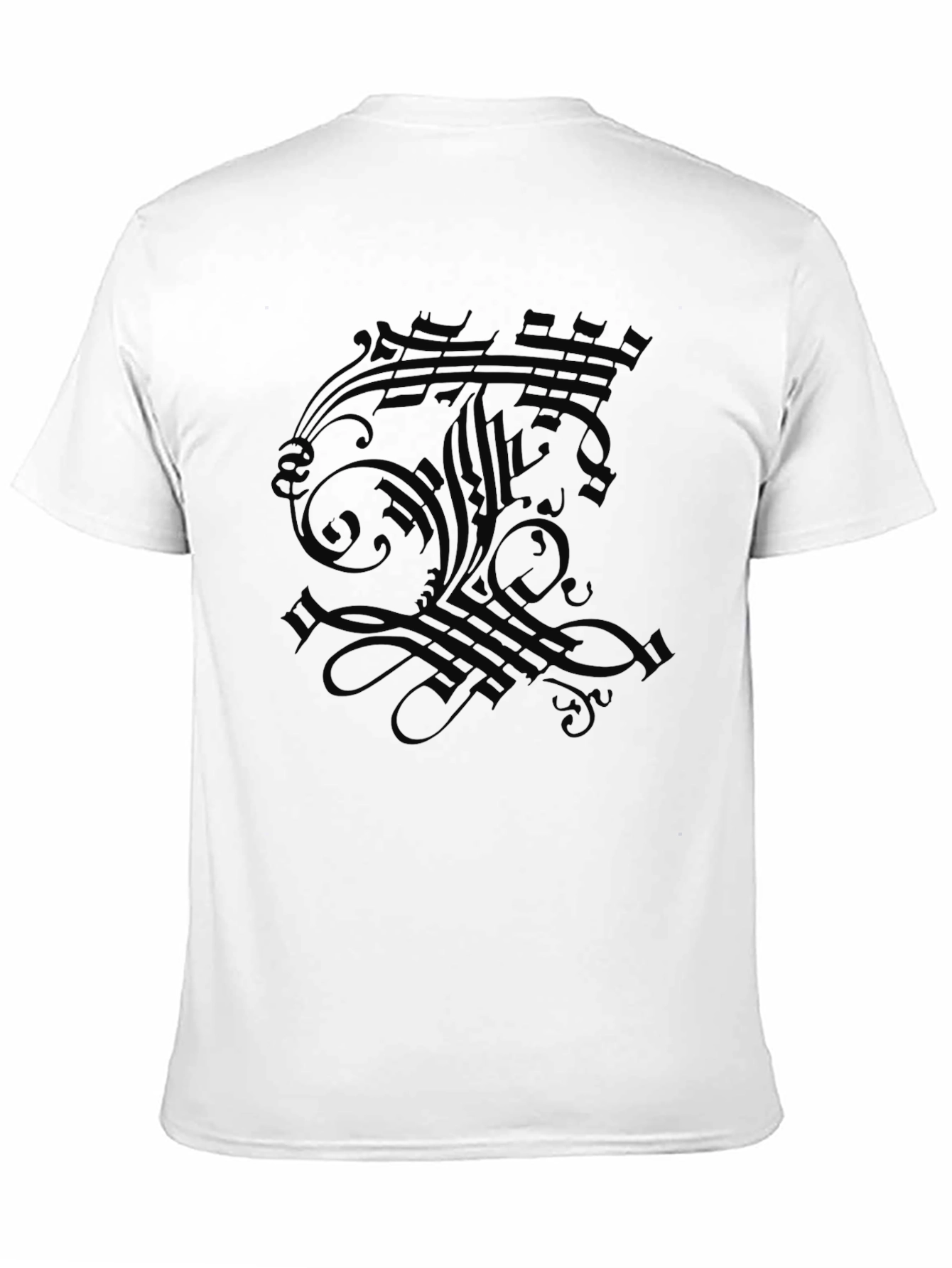 Gothic Script Floral Graphic Black T-Shirt