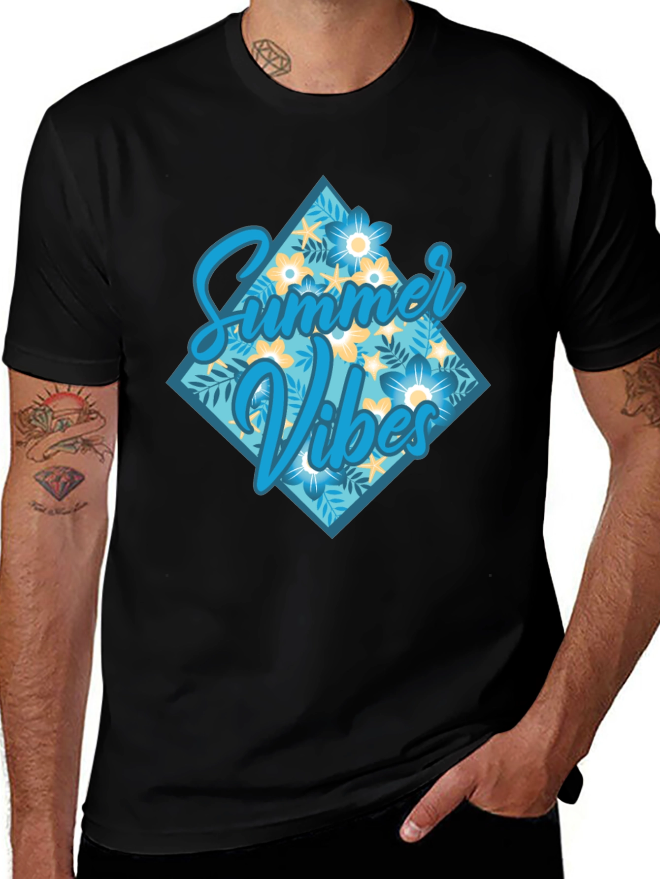 Summer Vibes Graphic Tee - Casual Black T-Shirt