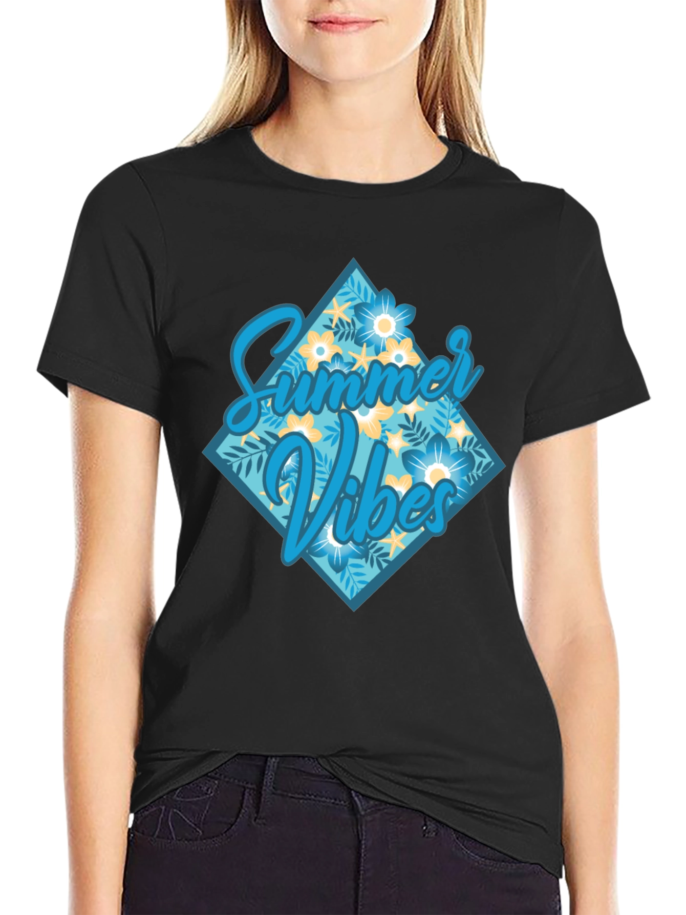 Summer Vibes Graphic Tee - Casual Black T-Shirt