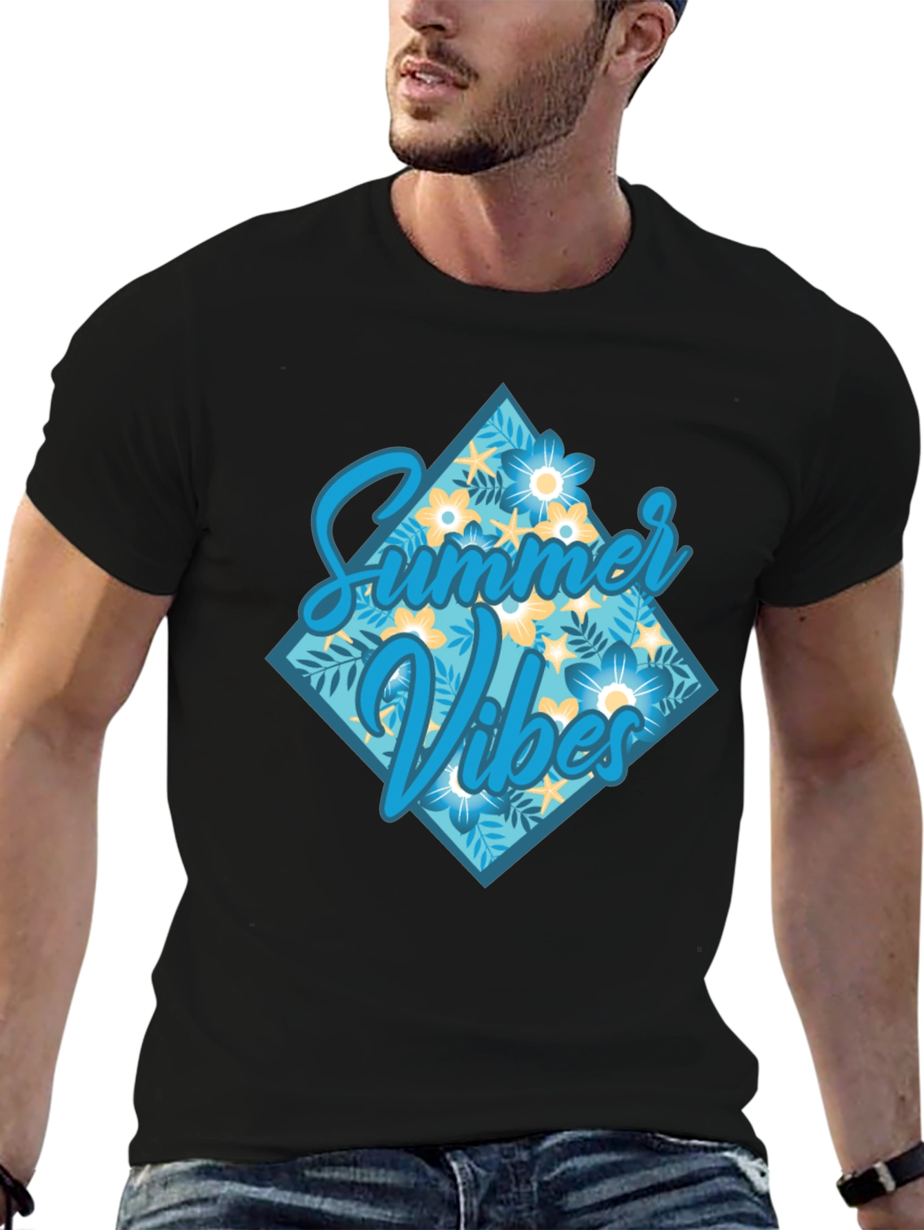 Summer Vibes Graphic Tee - Casual Black T-Shirt