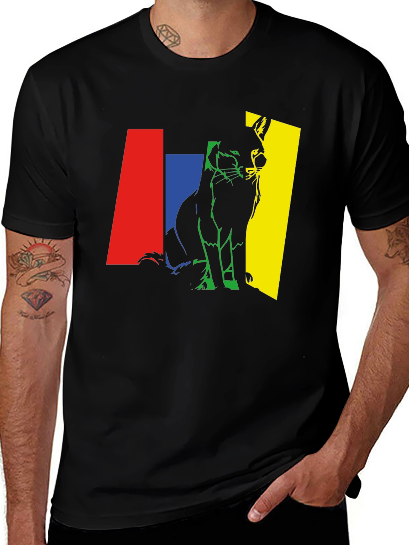 Abstract Fox Graphic Tee - Mens Black T-Shirt