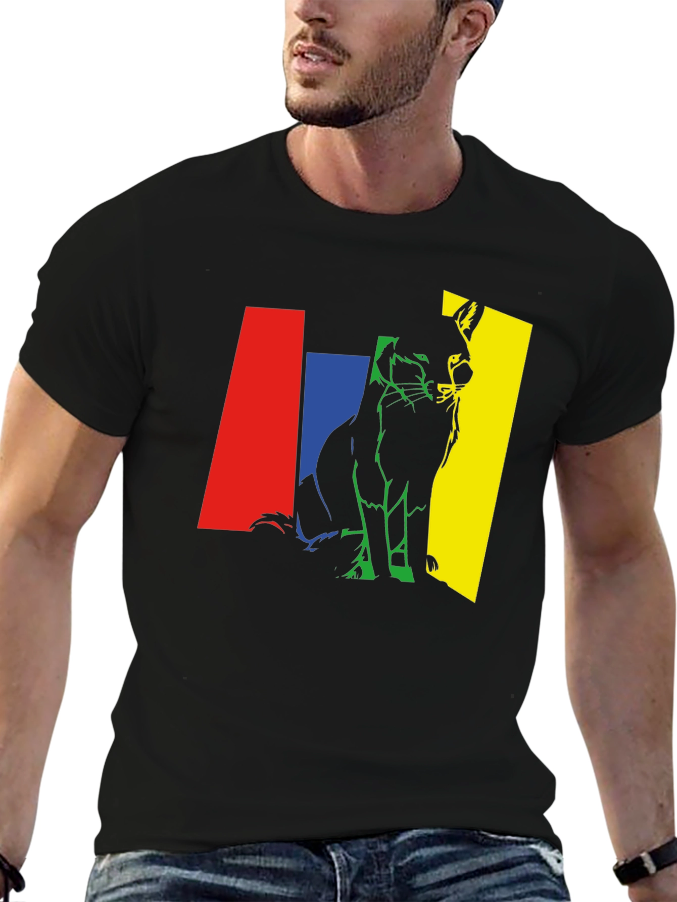 Abstract Fox Graphic Tee - Mens Black T-Shirt