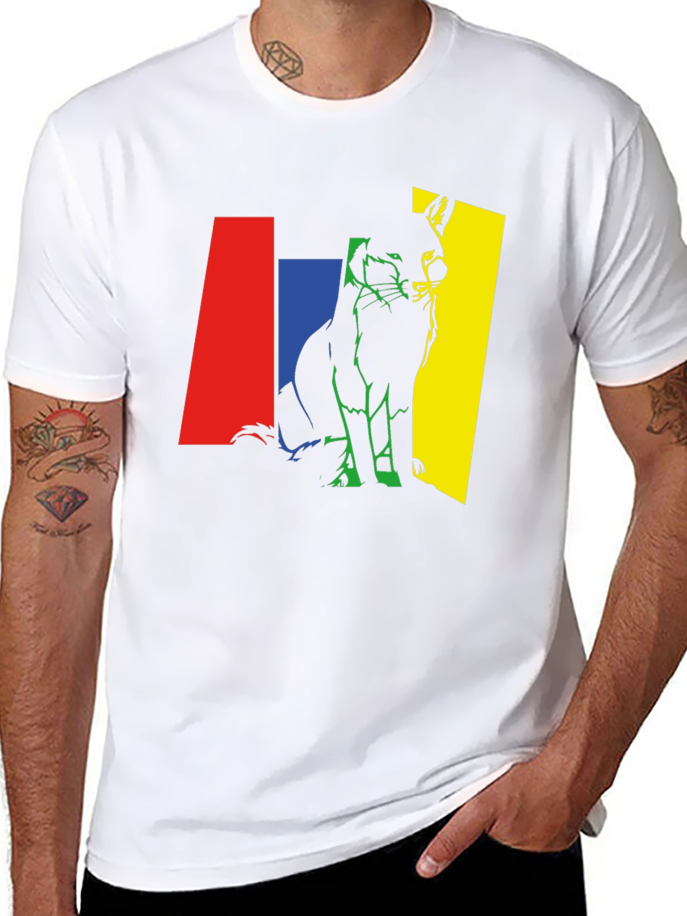 Abstract Fox Graphic Tee - Mens Black T-Shirt
