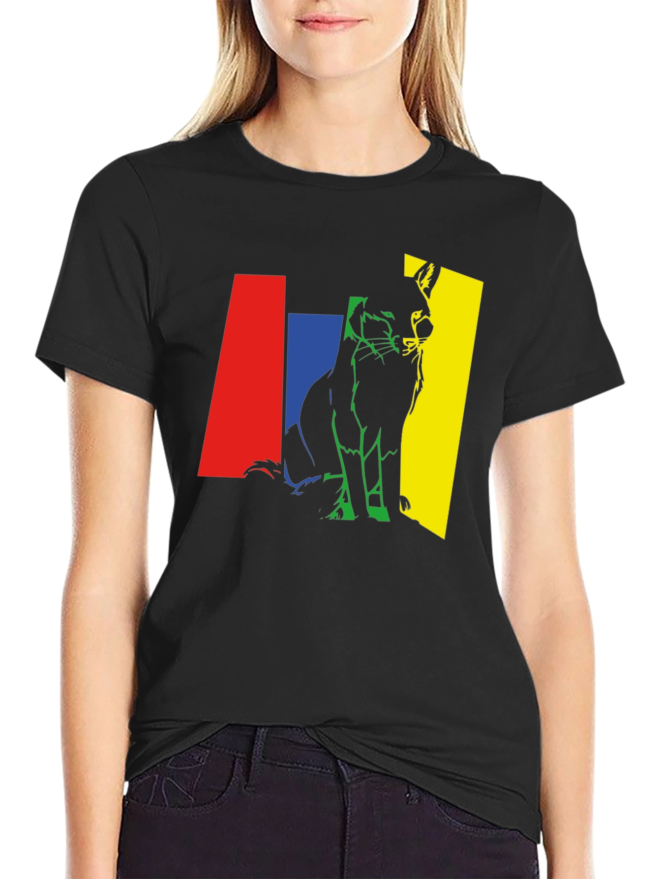 Abstract Fox Graphic Tee - Mens Black T-Shirt