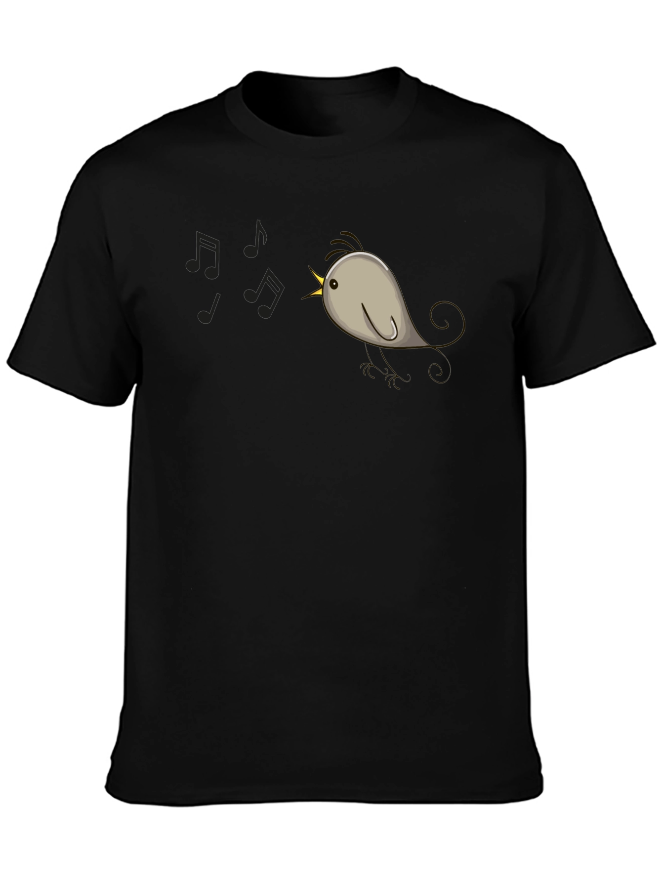 Singing Bird Graphic Tee - Black Cotton Comfort