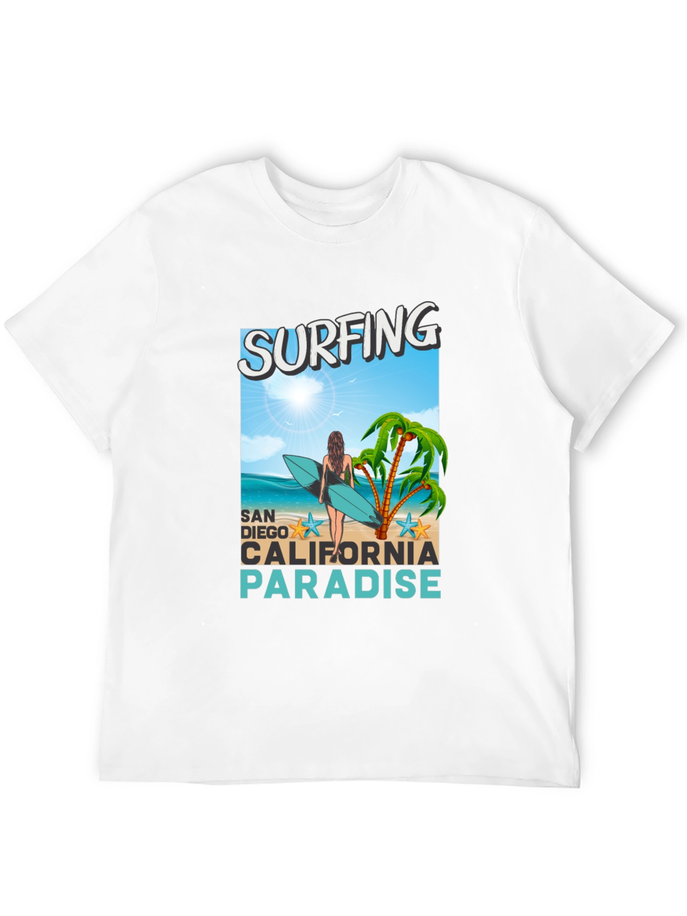 Surfing San Diego California Paradise Graphic Tee