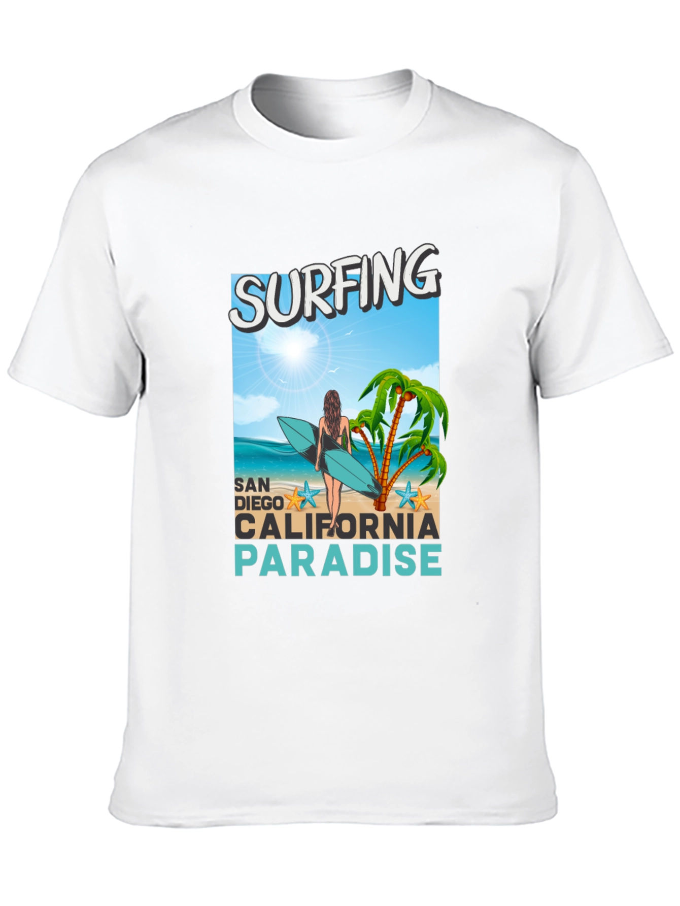 Surfing San Diego California Paradise Graphic Tee