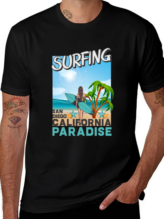 Surfing San Diego California Paradise Graphic Tee
