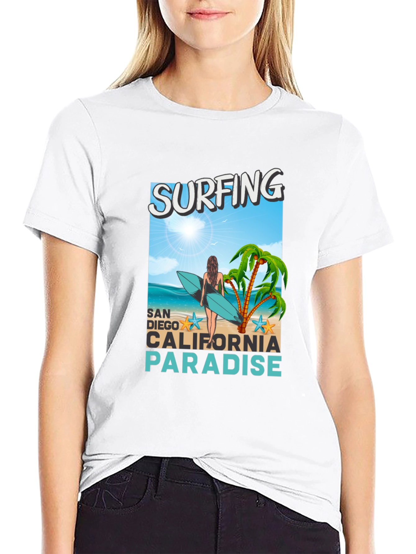 Surfing San Diego California Paradise Graphic Tee