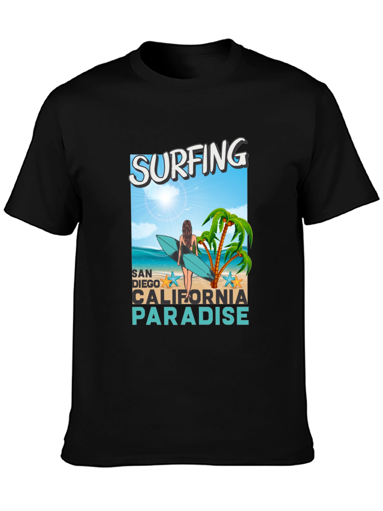 Surfing San Diego California Paradise Graphic Tee