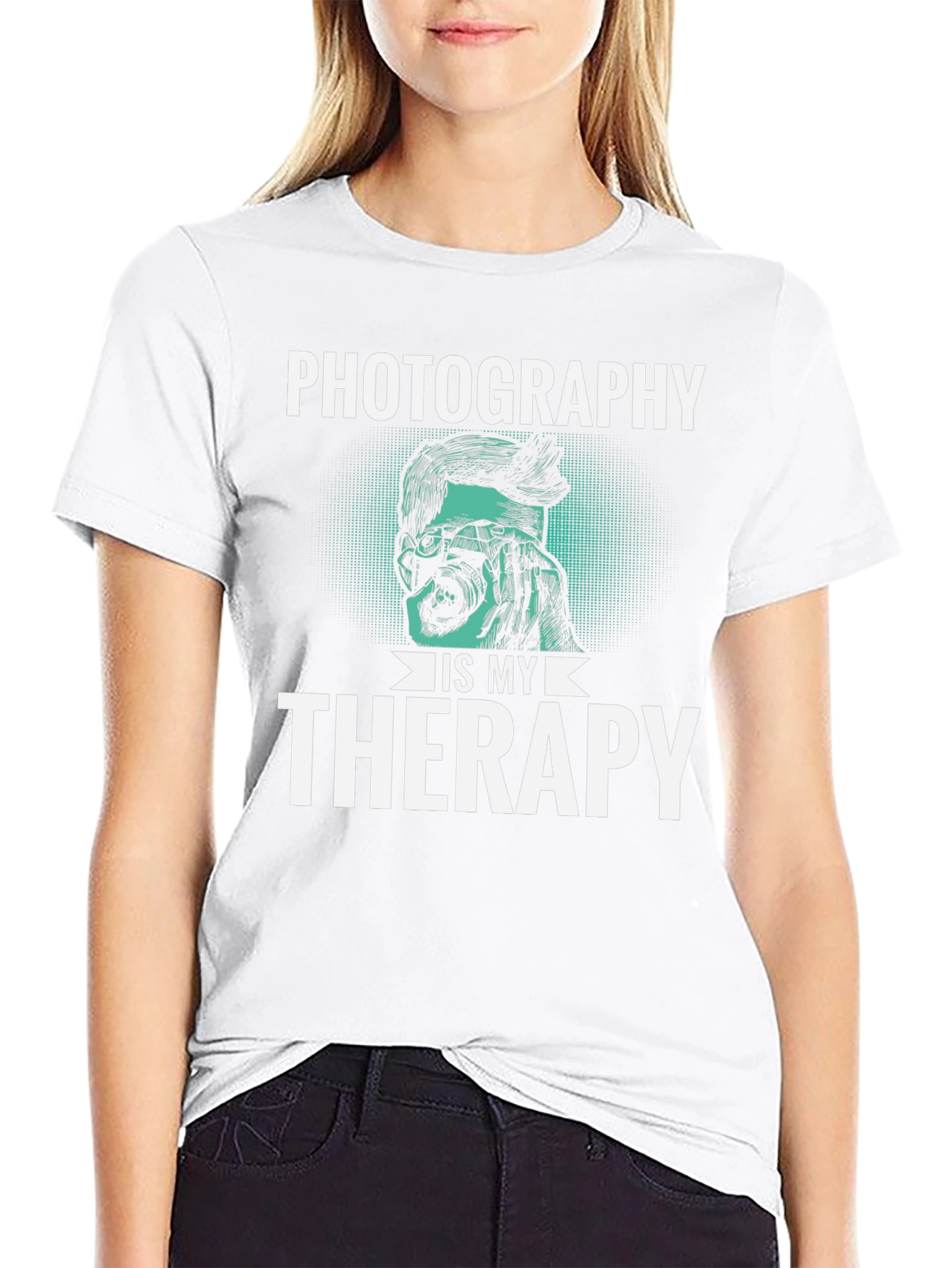 Photography is My Therapy Black T-Shirt