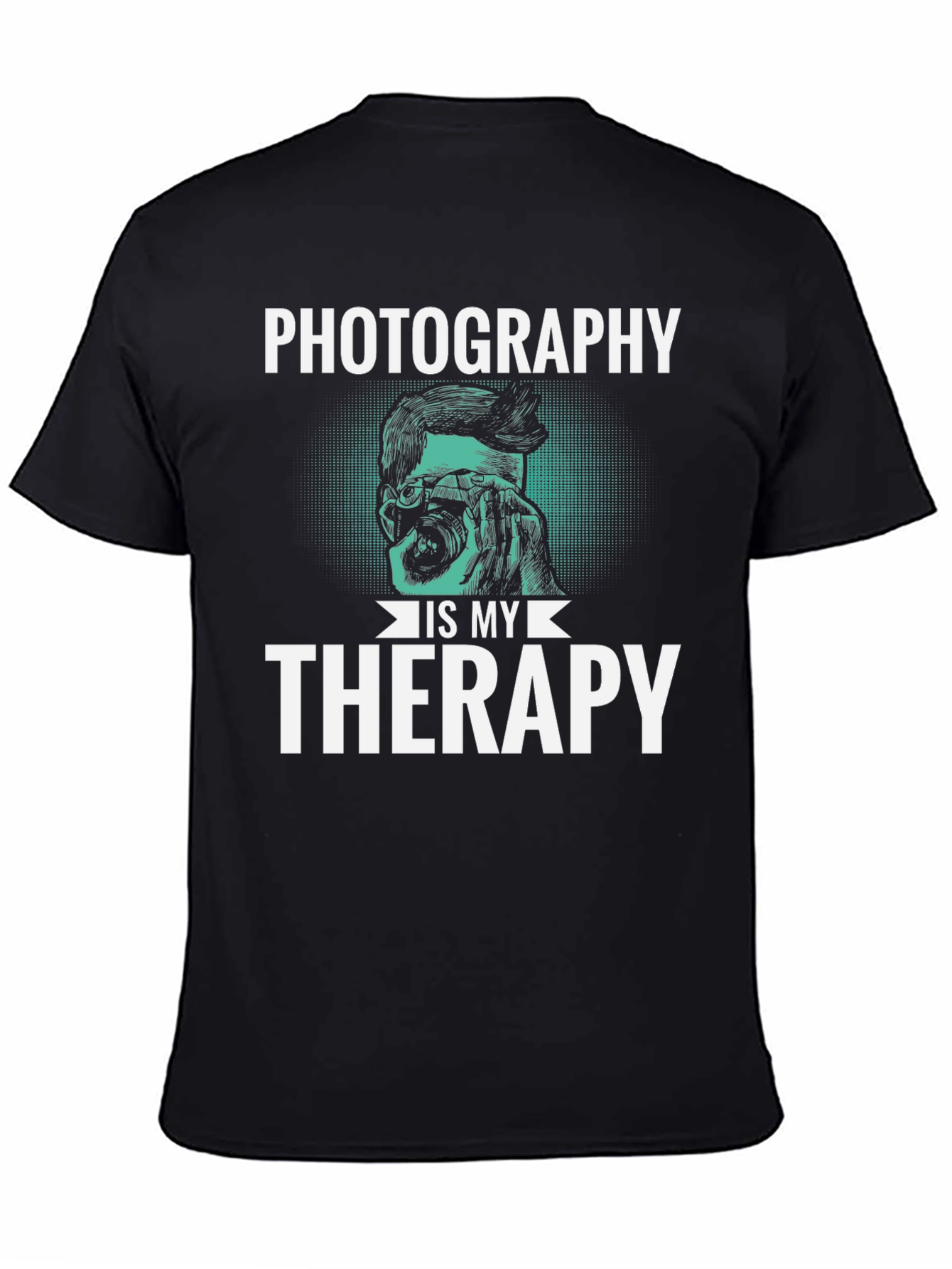 Photography is My Therapy Black T-Shirt