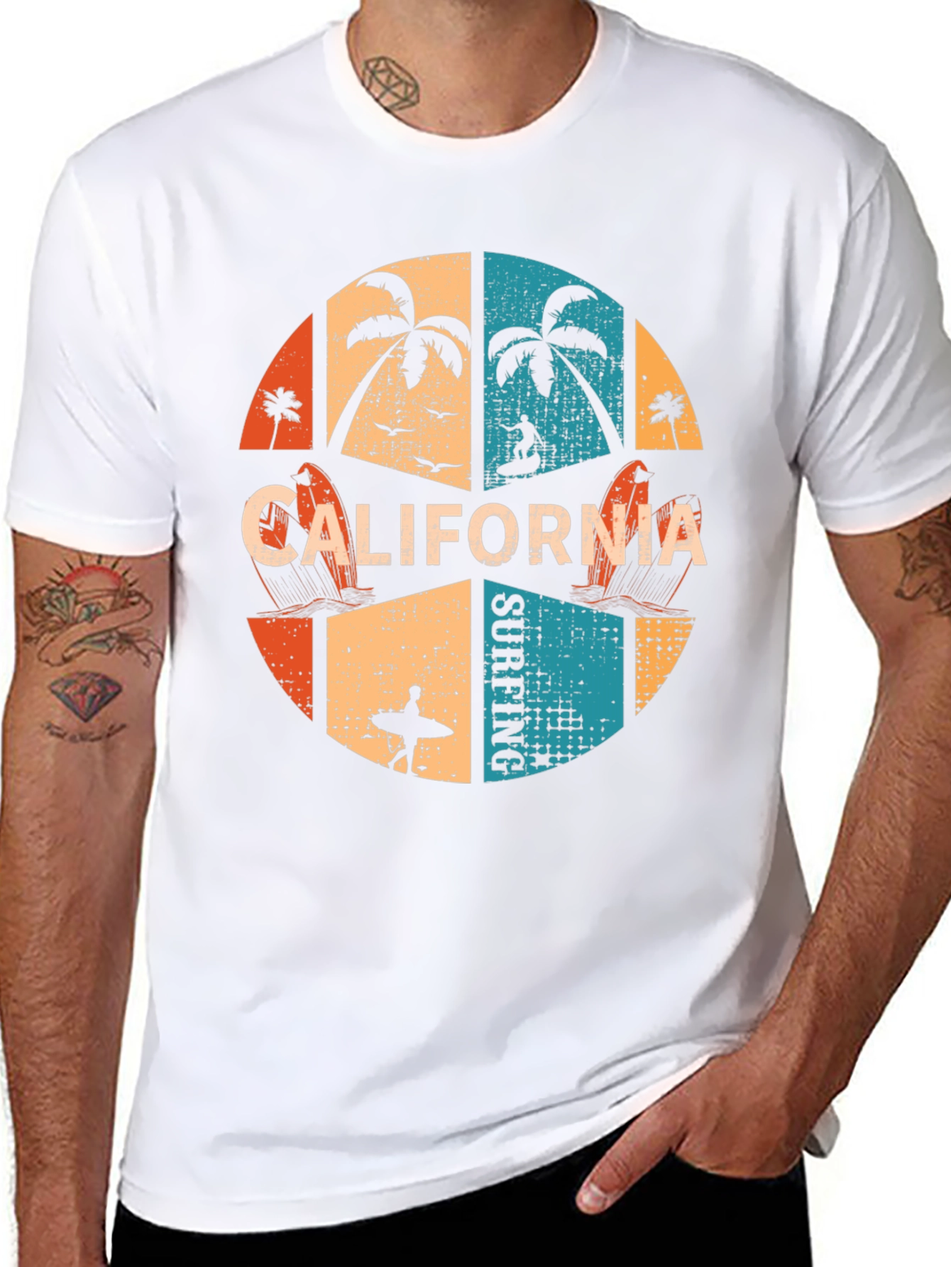 California Surfing Graphic T-Shirt - Retro Design