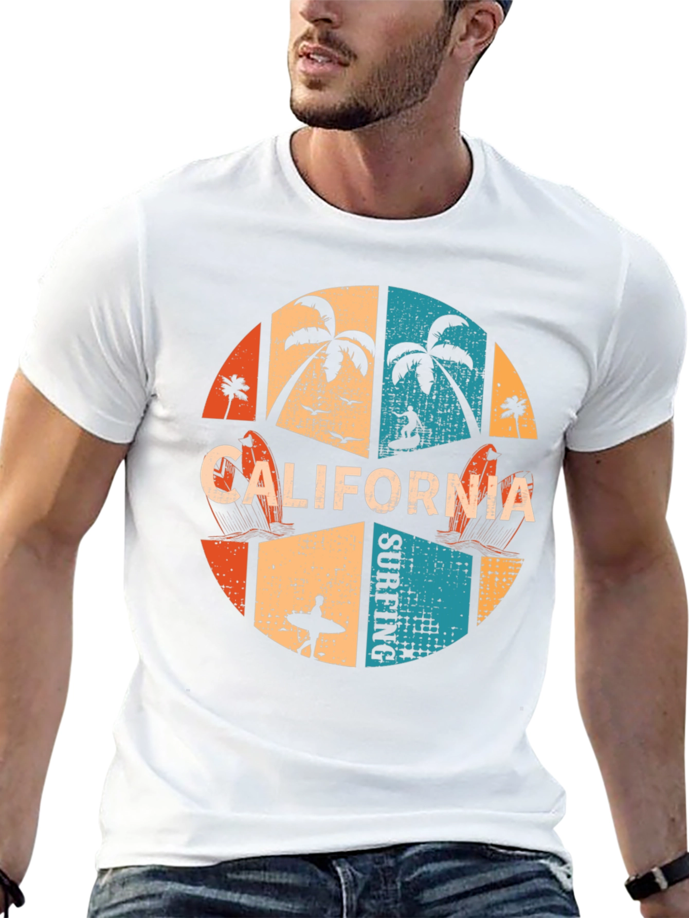 California Surfing Graphic T-Shirt - Retro Design