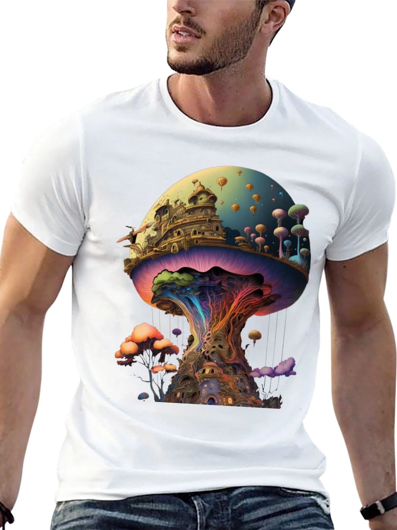 Psychedelic Mushroom Kingdom Graphic T-Shirt