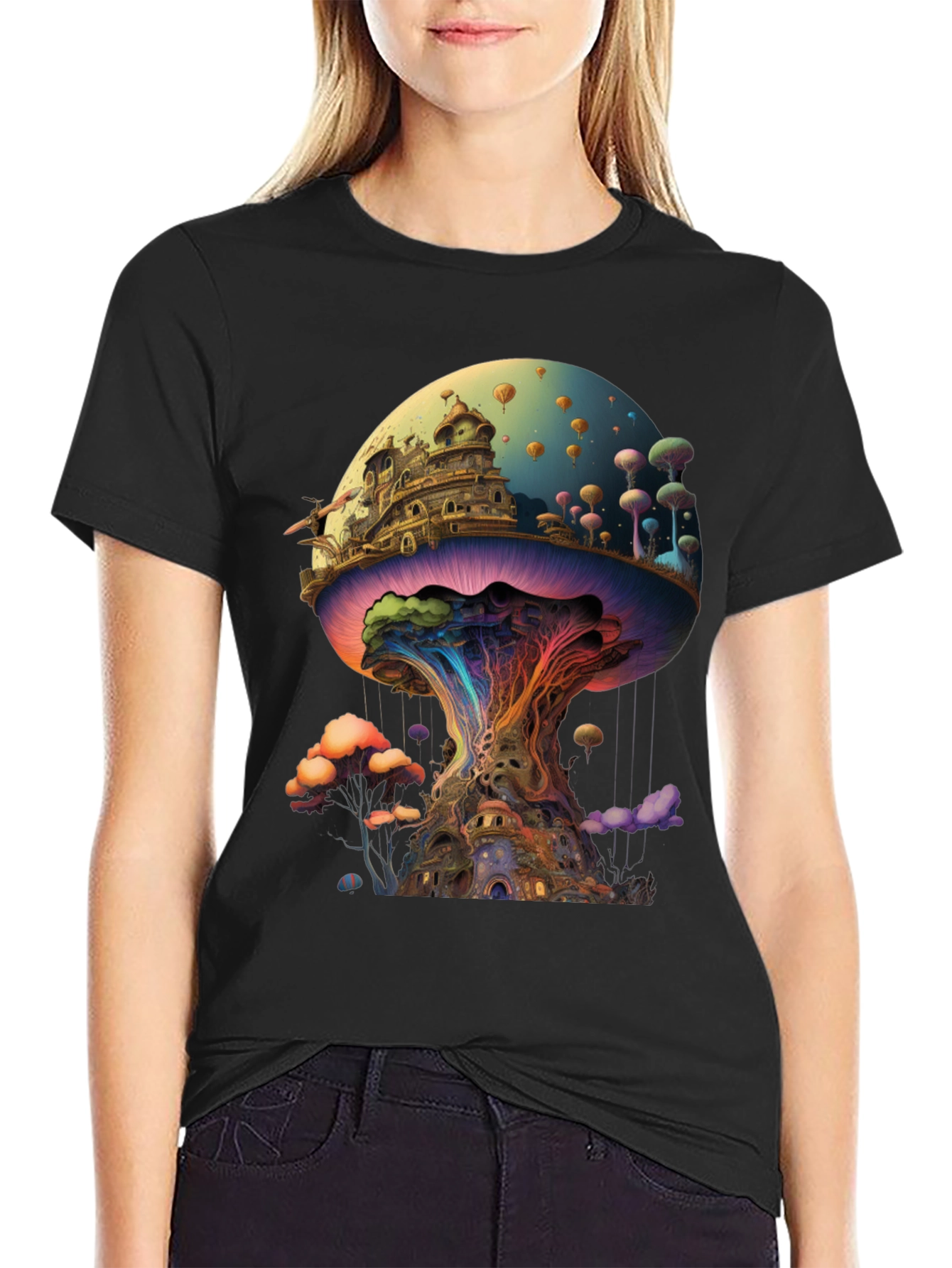 Psychedelic Mushroom Kingdom Graphic T-Shirt