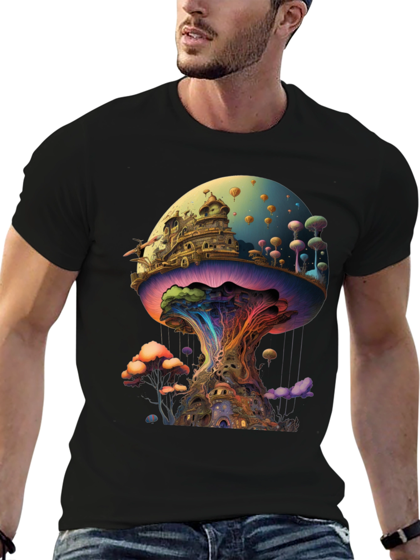 Psychedelic Mushroom Kingdom Graphic T-Shirt