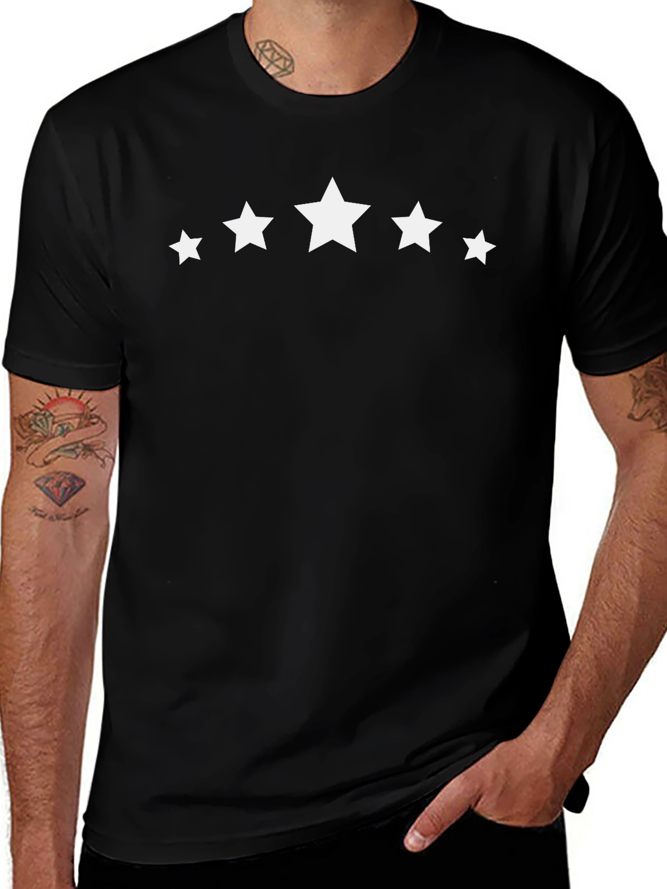Five Star Black Tee - Classic Graphic T-Shirt