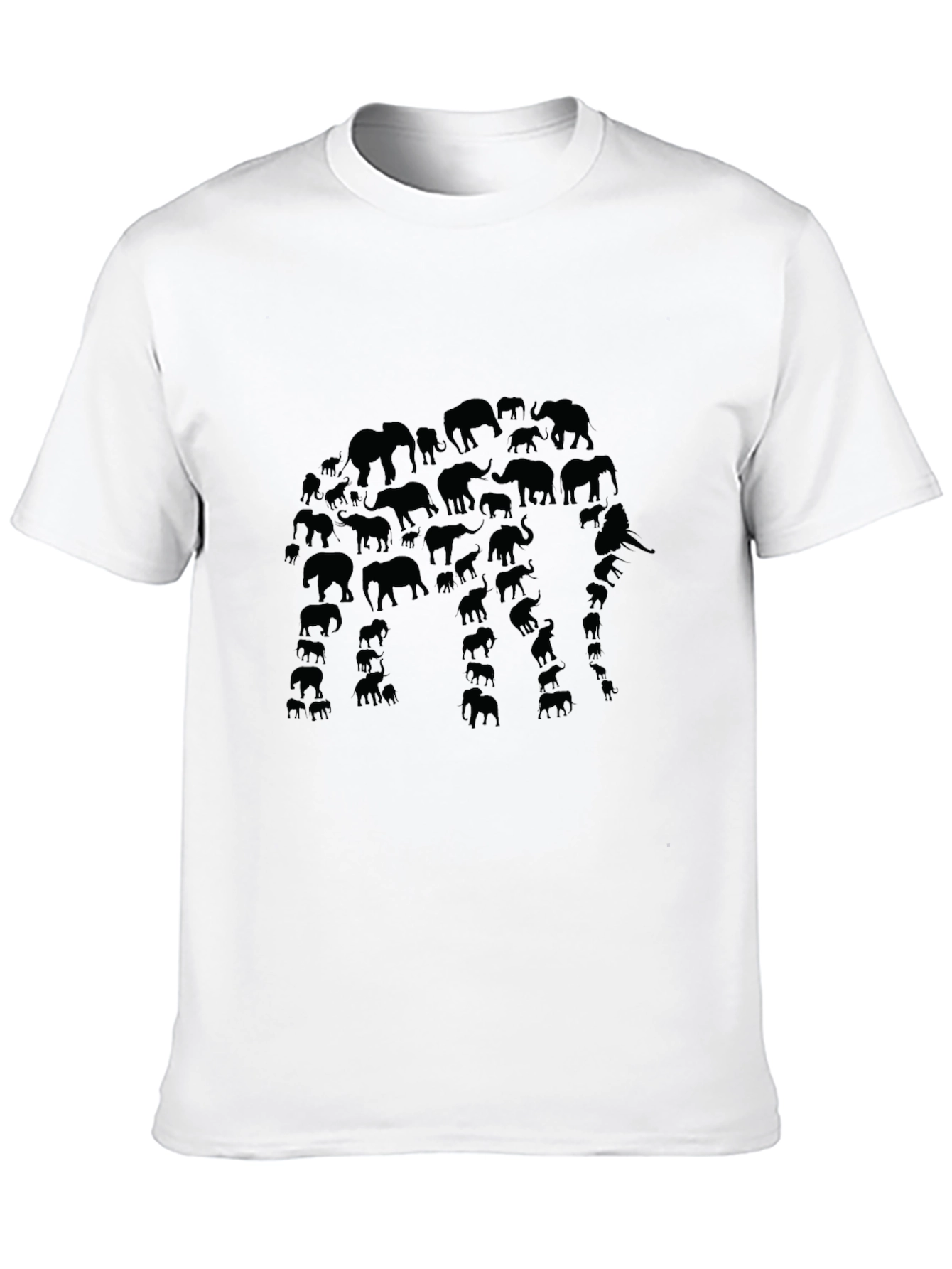 Elephant Silhouette Graphic T-Shirt - Black