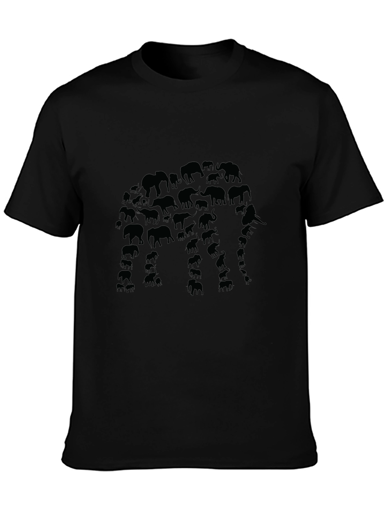 Elephant Silhouette Graphic T-Shirt - Black