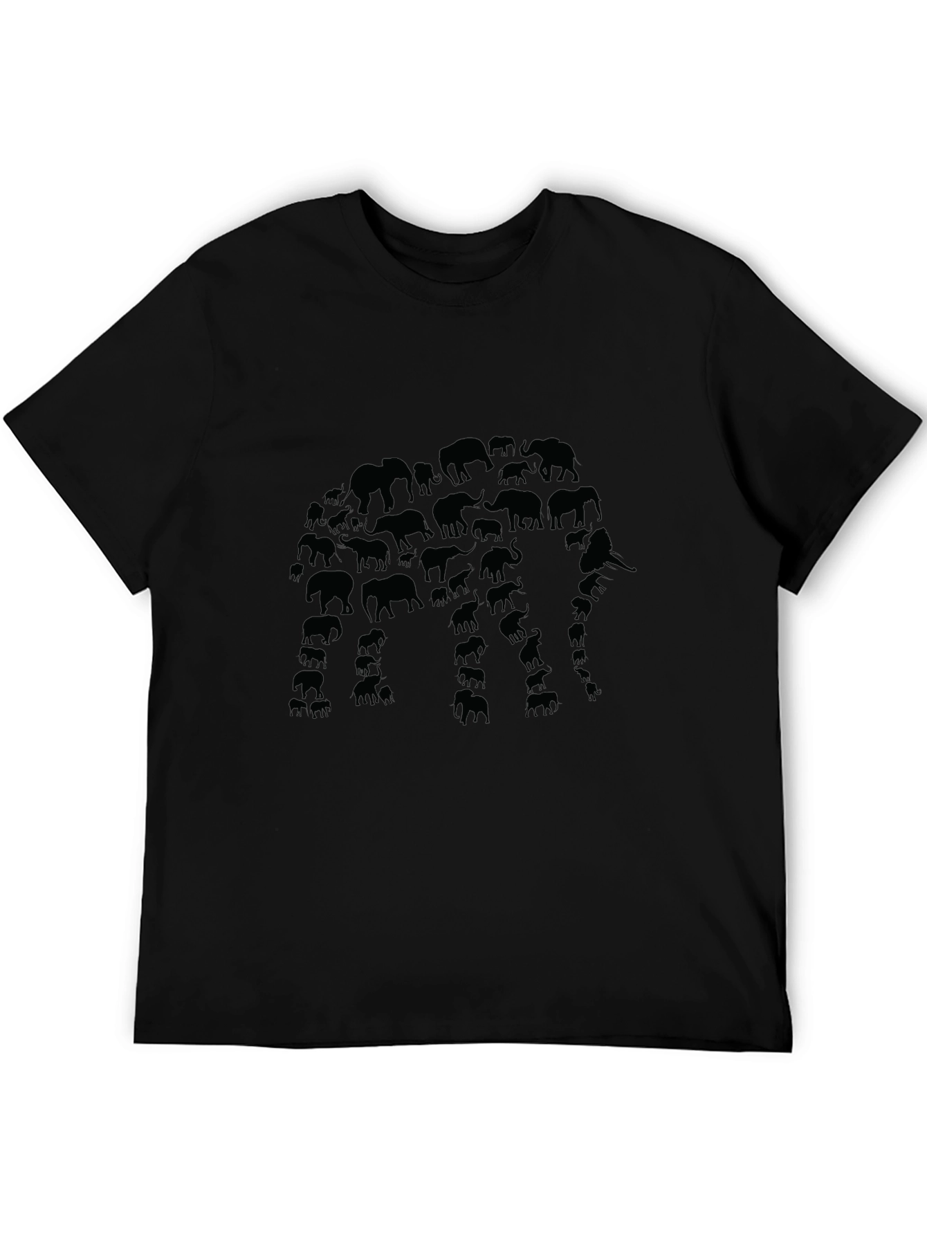 Elephant Silhouette Graphic T-Shirt - Black