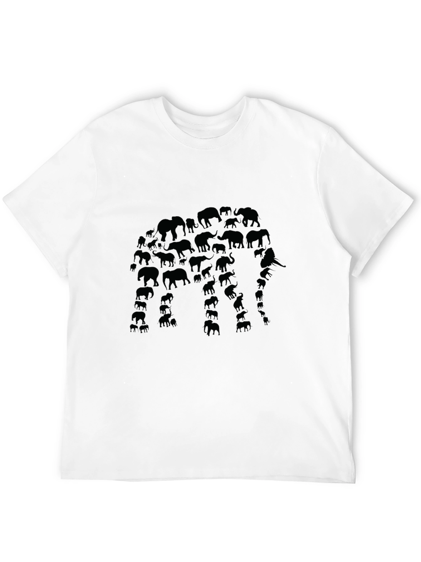 Elephant Silhouette Graphic T-Shirt - Black