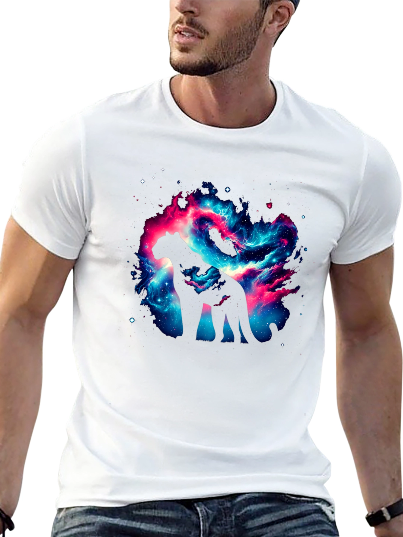 Galaxy Cat T-Shirt - Cosmic Panther Design