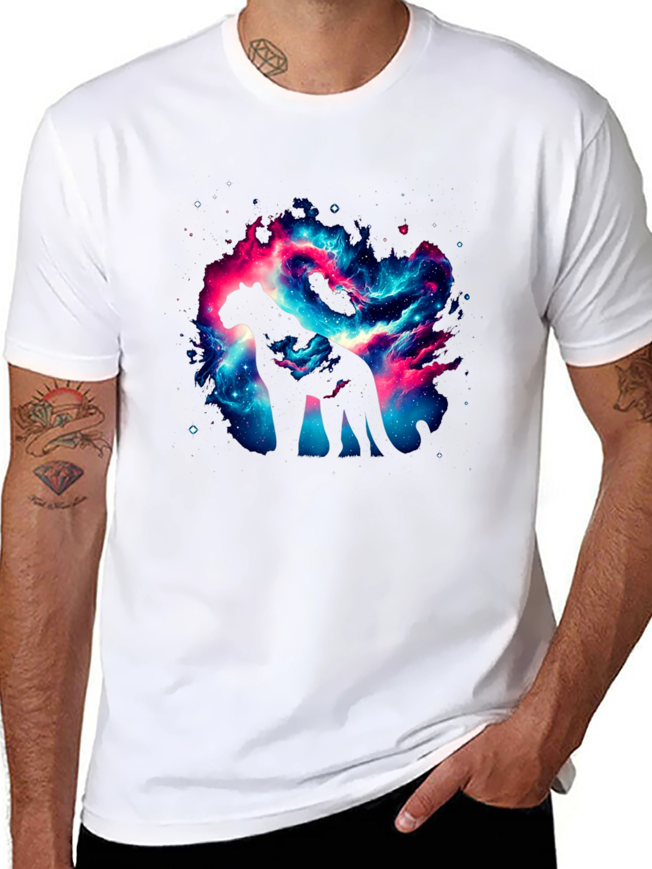 Galaxy Cat T-Shirt - Cosmic Panther Design