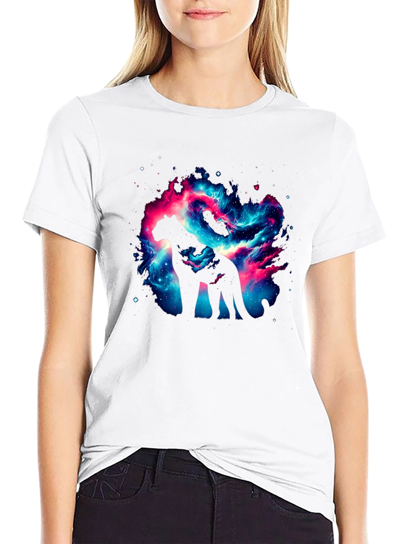Galaxy Cat T-Shirt - Cosmic Panther Design