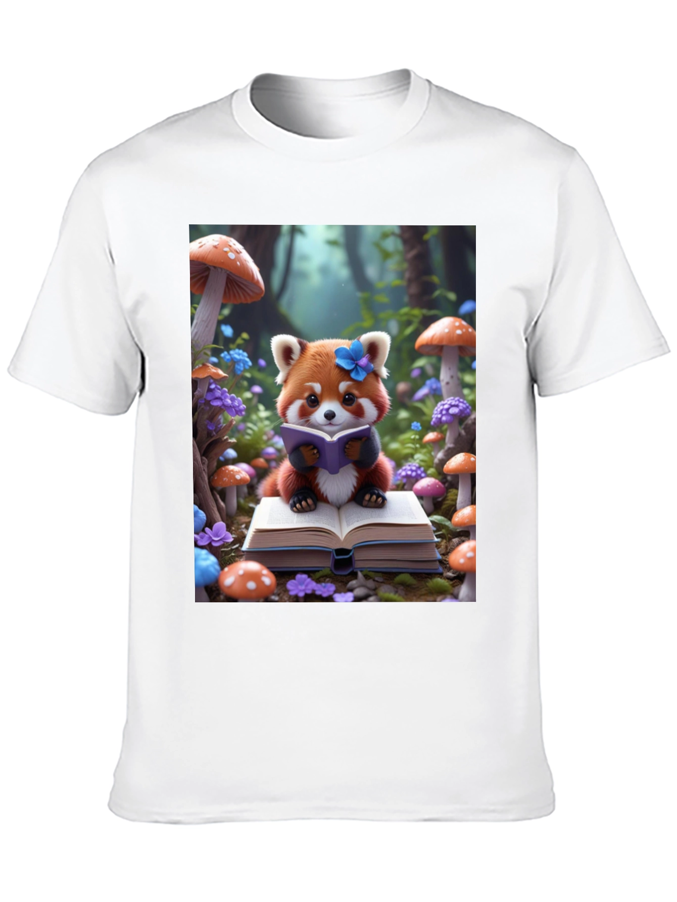 Cute Red Panda Reading T-Shirt