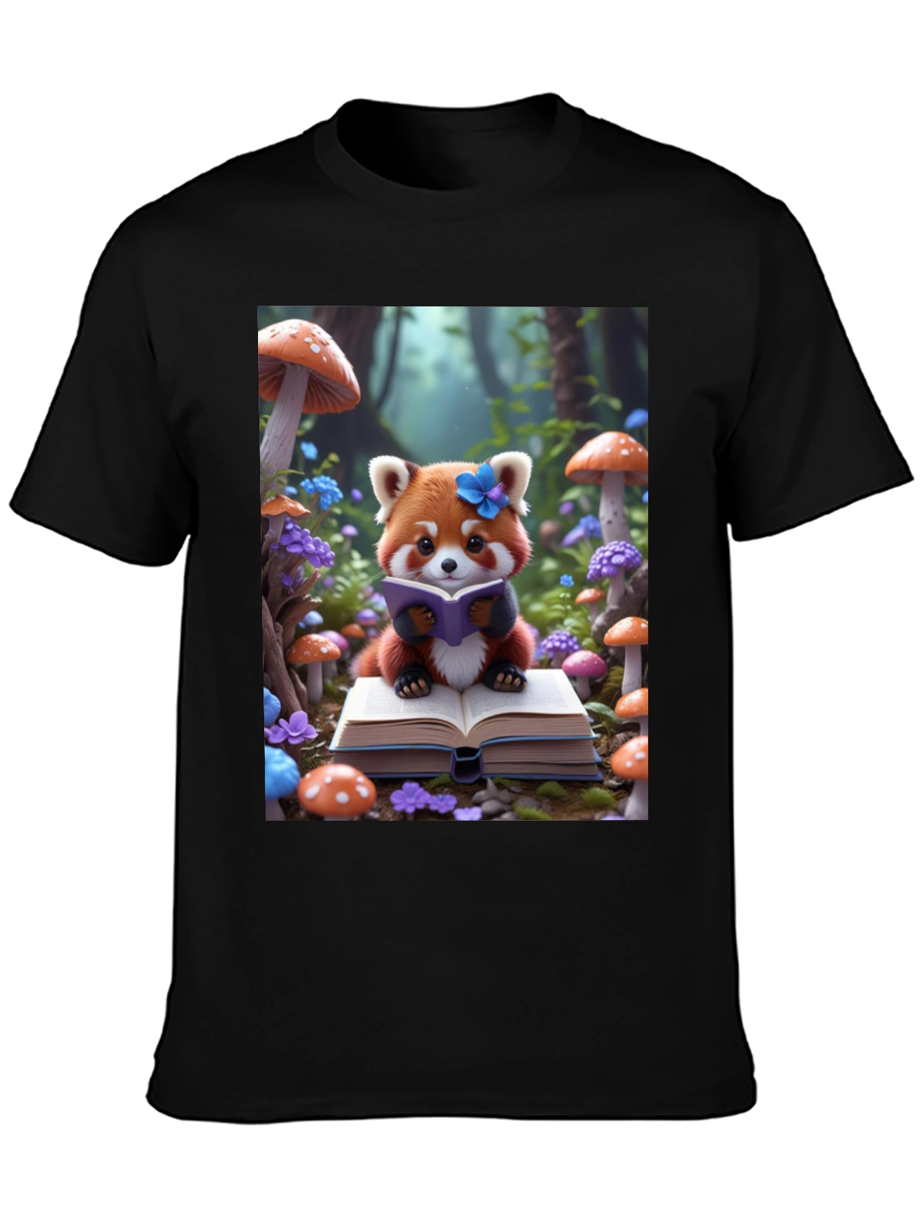 Cute Red Panda Reading T-Shirt