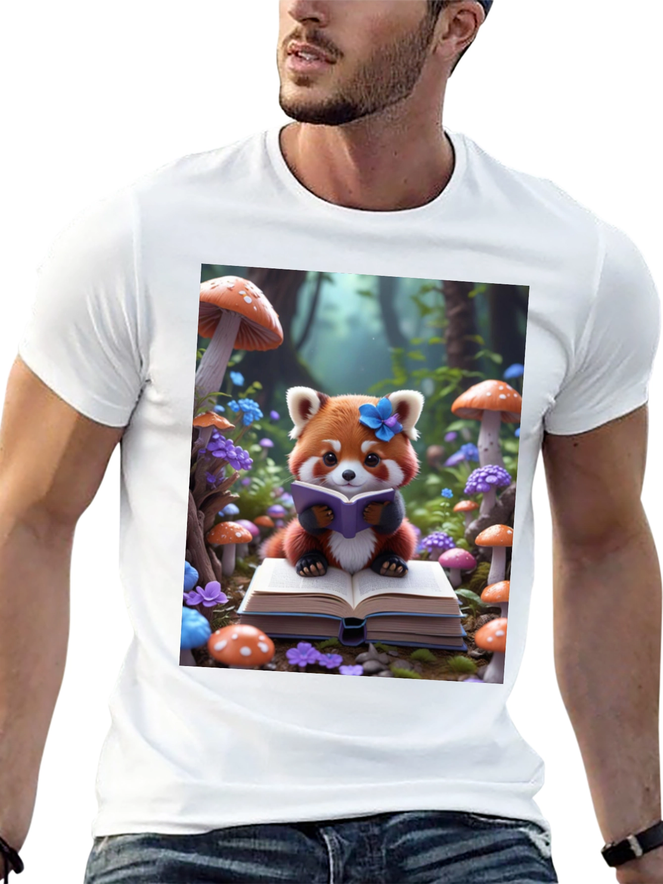 Cute Red Panda Reading T-Shirt