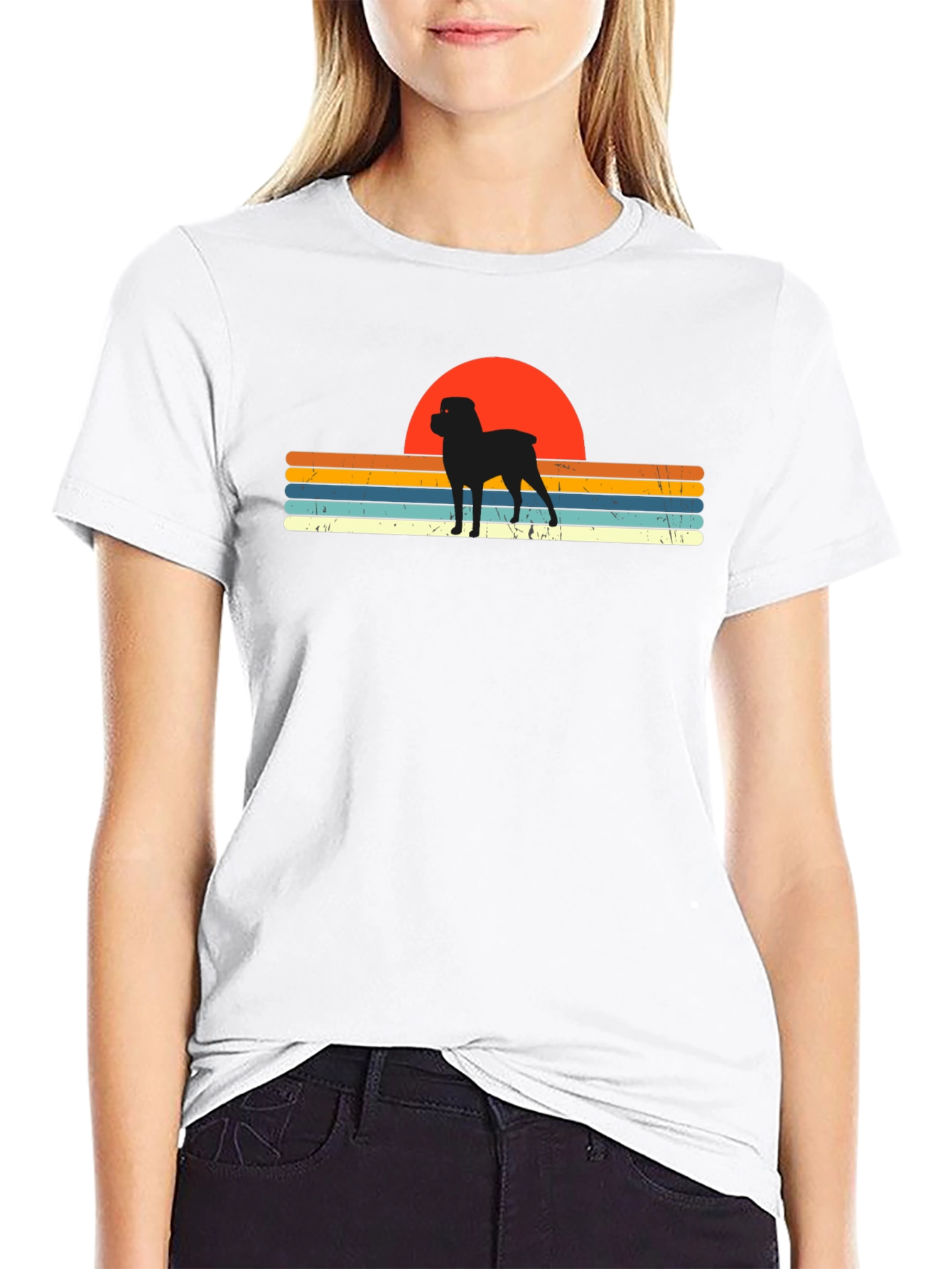 Retro Rottweiler Sunset T-Shirt