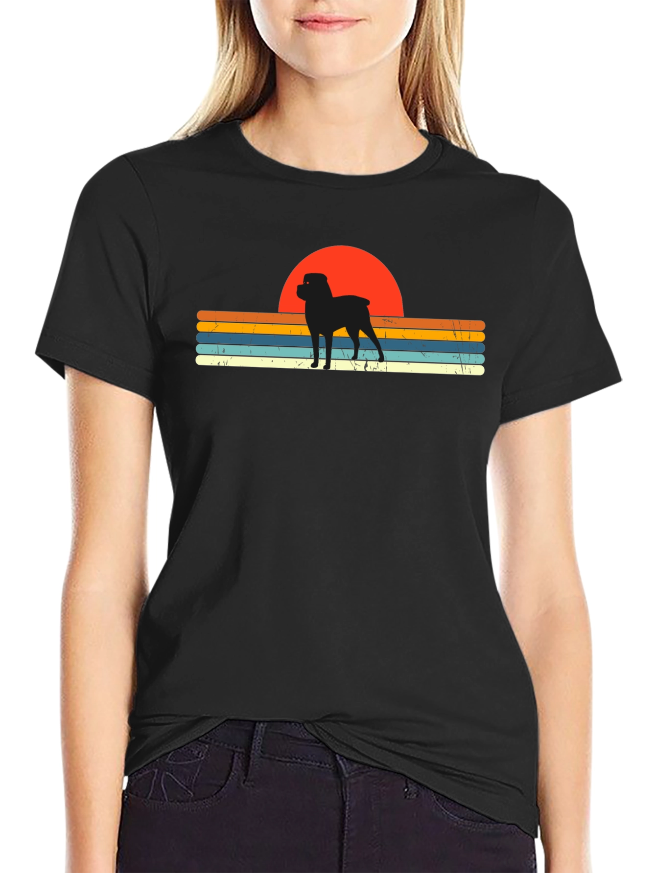 Retro Rottweiler Sunset T-Shirt