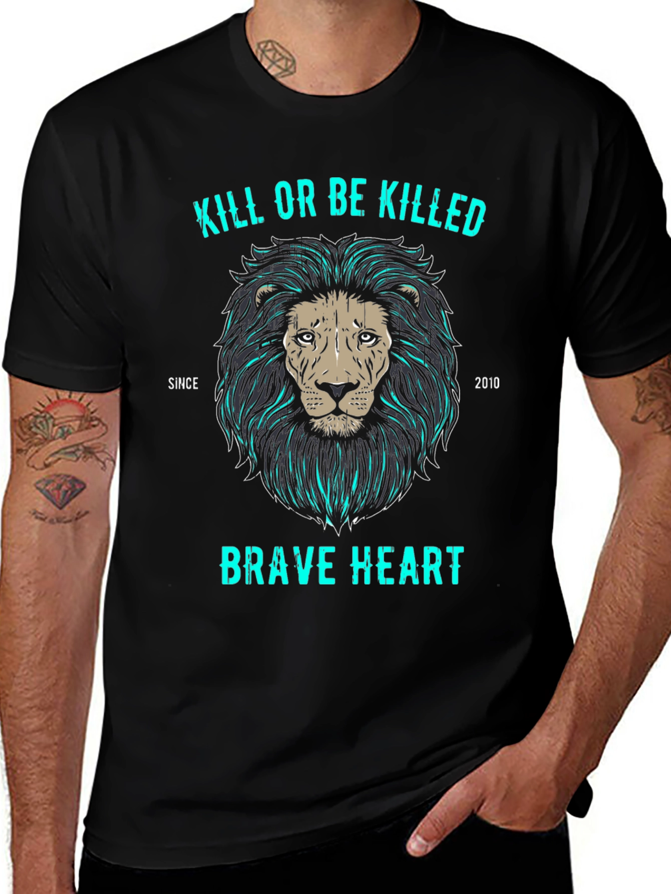Brave Heart Lion Graphic T-Shirt