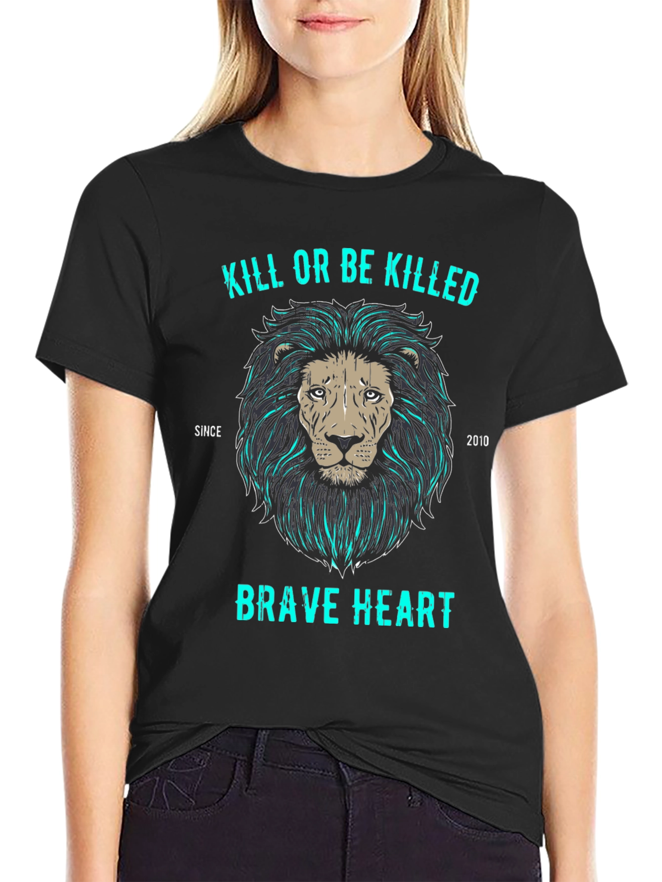 Brave Heart Lion Graphic T-Shirt