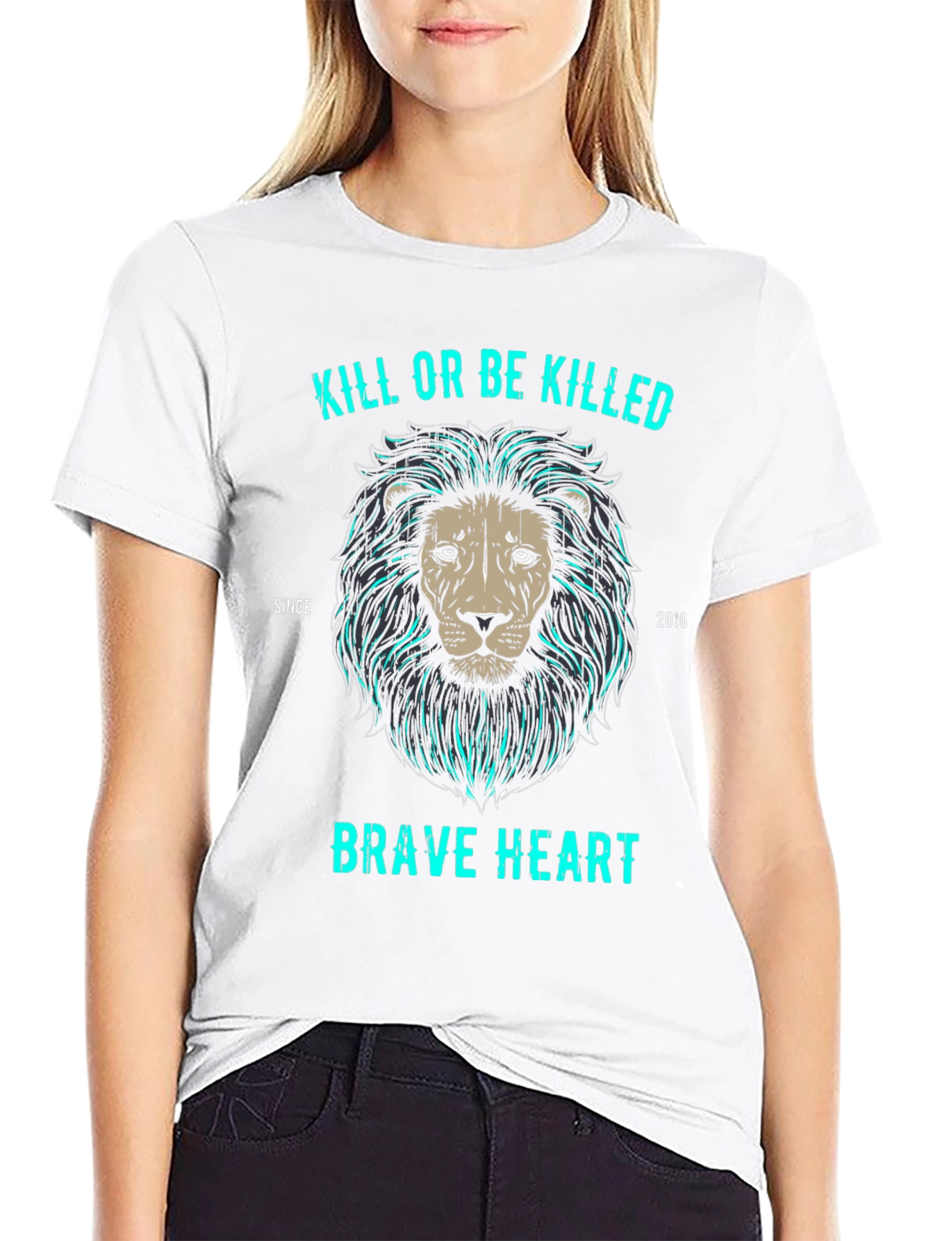Brave Heart Lion Graphic T-Shirt