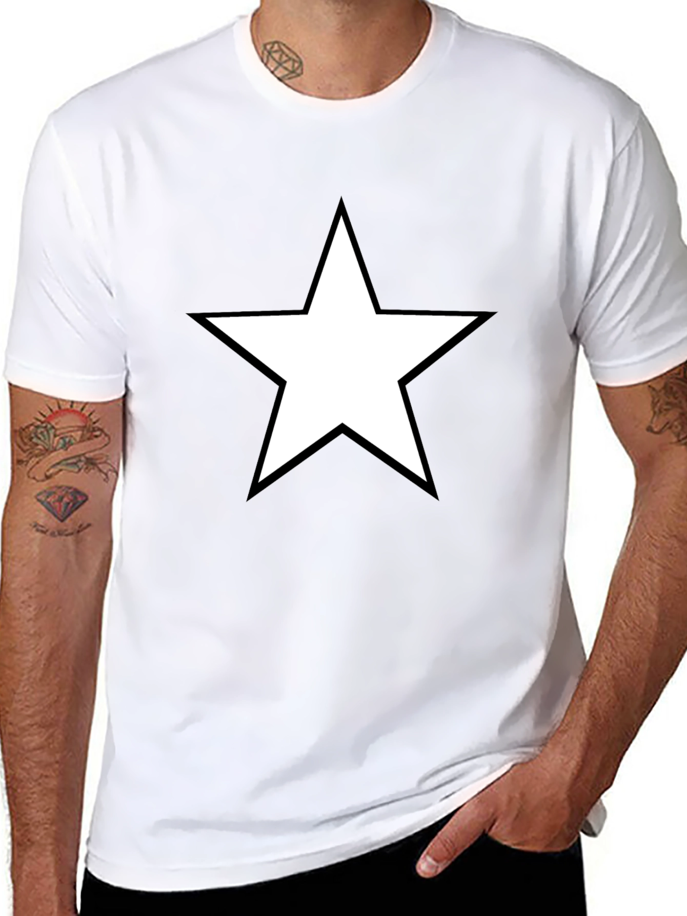 Star Graphic Tee - Bold Black Cotton Shirt