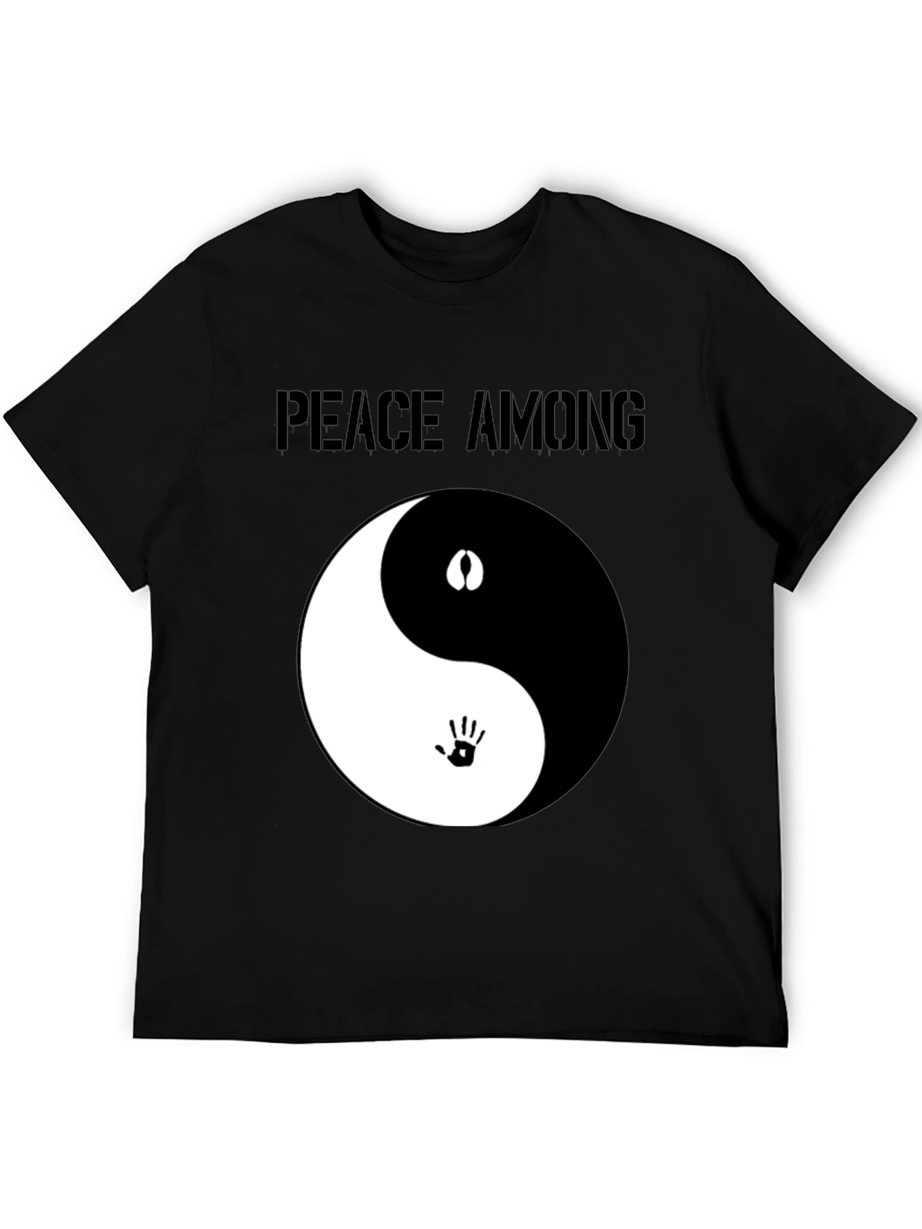 Peace Among Us Yin Yang Graphic Tee - Black