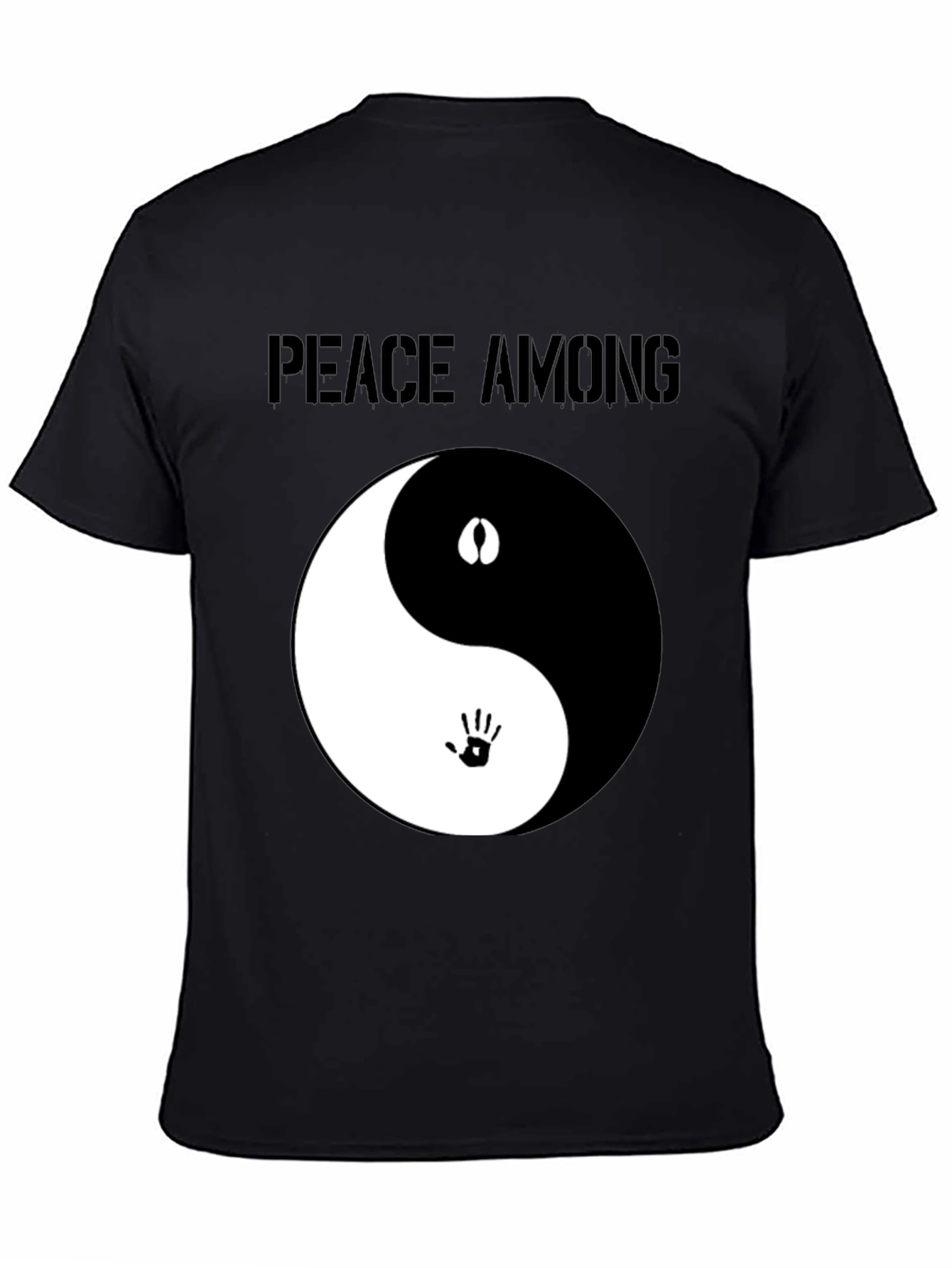 Peace Among Us Yin Yang Graphic Tee - Black