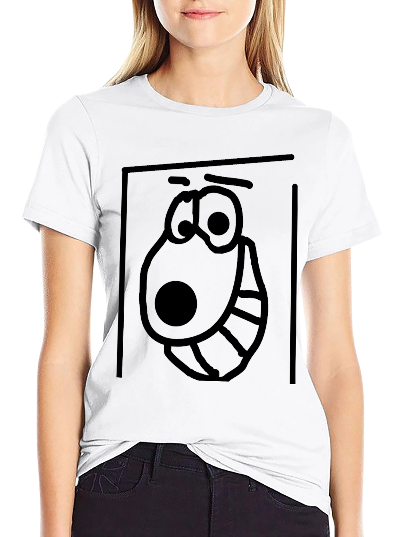 Cartoon Face Graphic Tee - Black
