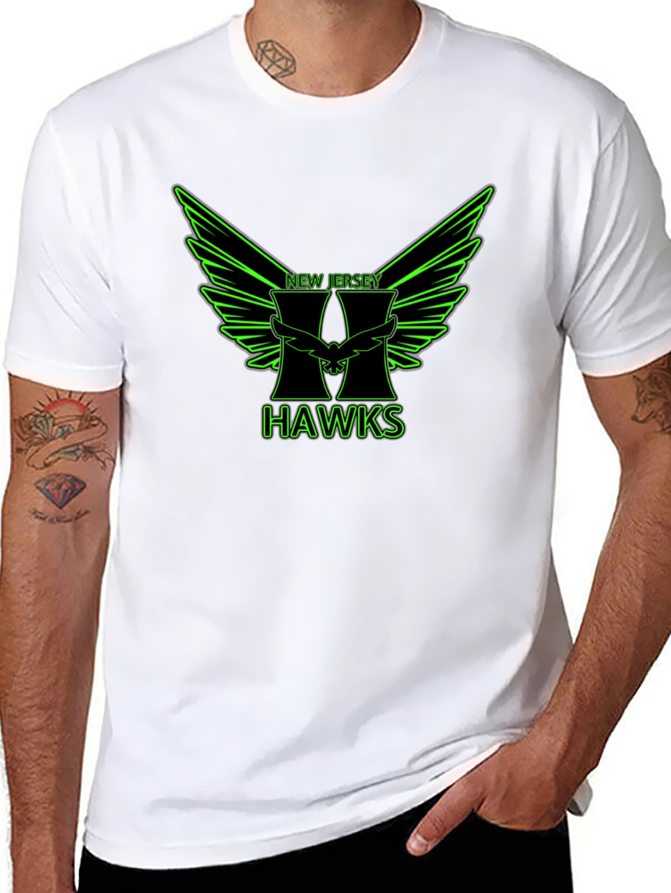 New Jersey Hawks Graphic Tee - Black Cotton