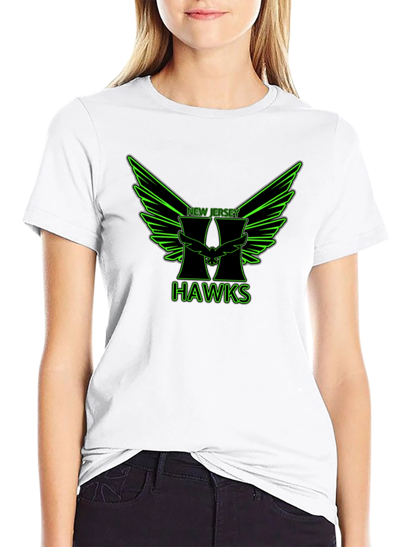New Jersey Hawks Graphic Tee - Black Cotton