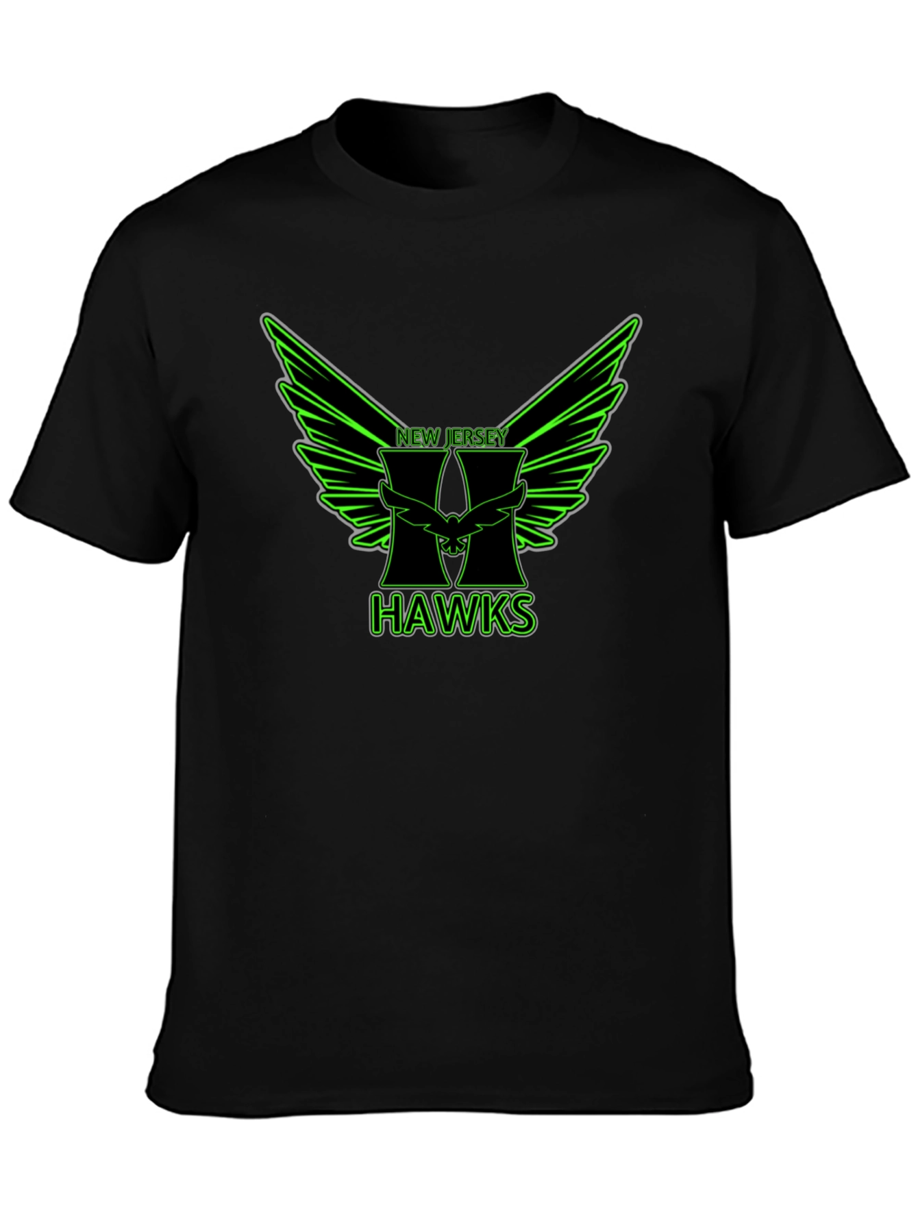 New Jersey Hawks Graphic Tee - Black Cotton