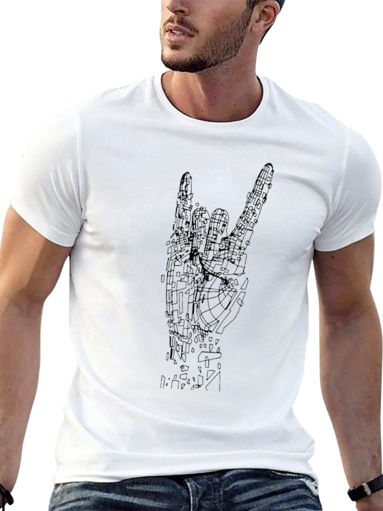 Rock On Hand Graphic Black Tee
