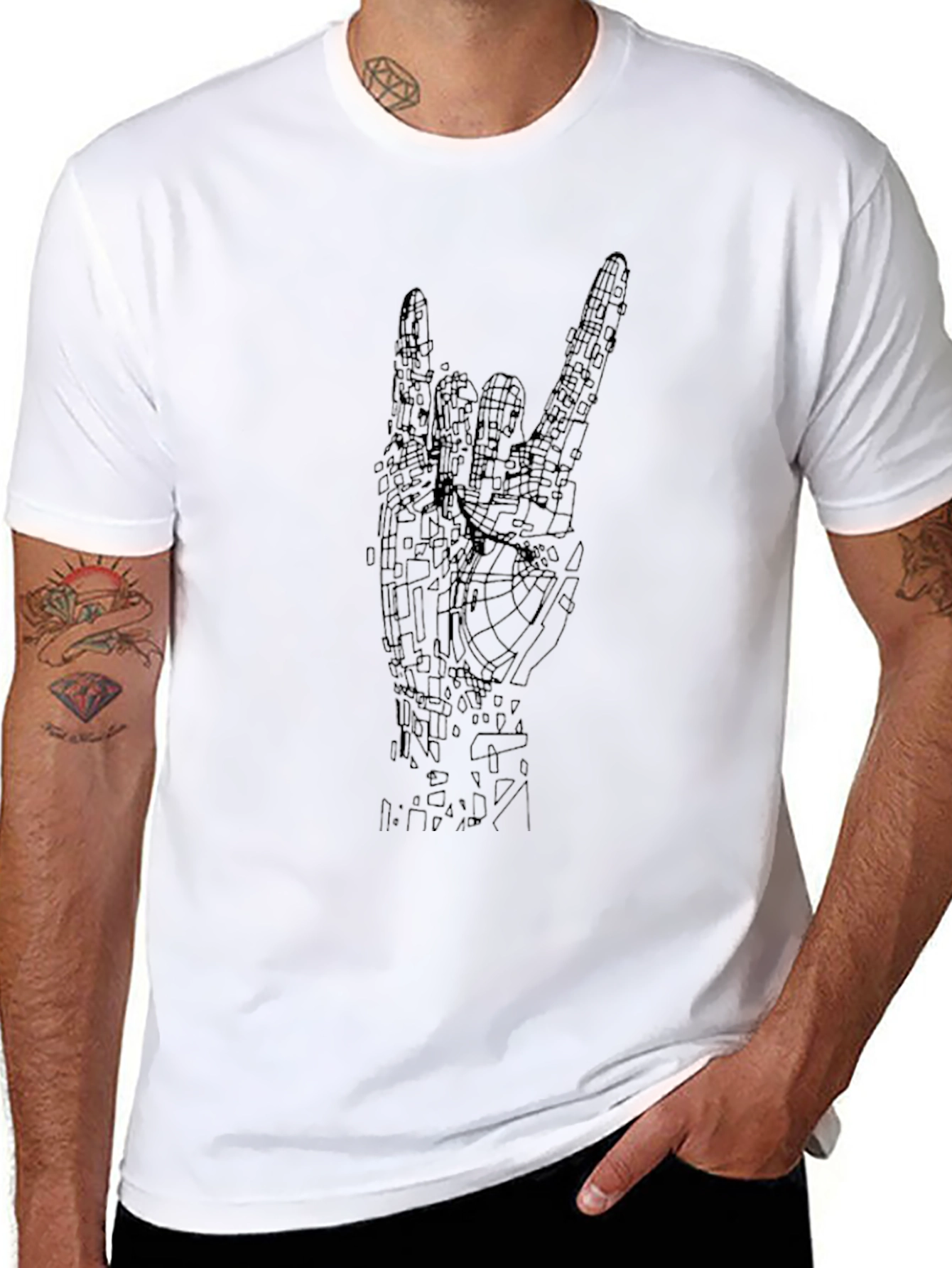 Rock On Hand Graphic Black Tee