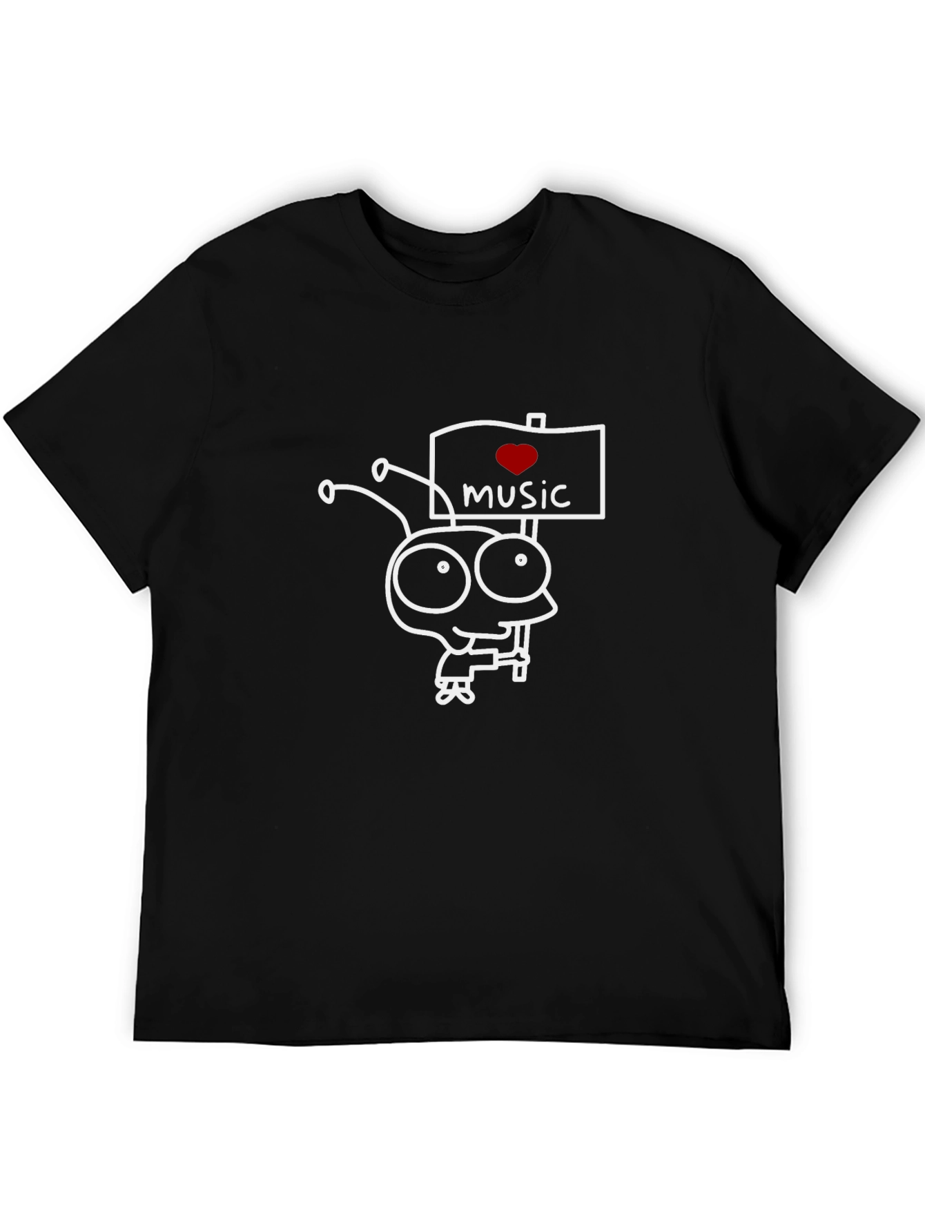 Love Music Graphic Tee - Black Cotton Casual T-Shirt