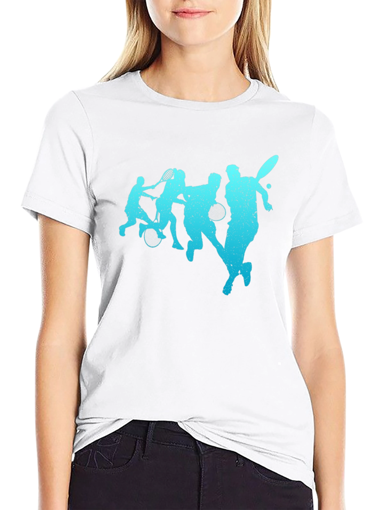 Mens Black Tennis Player Graphic T-Shirt